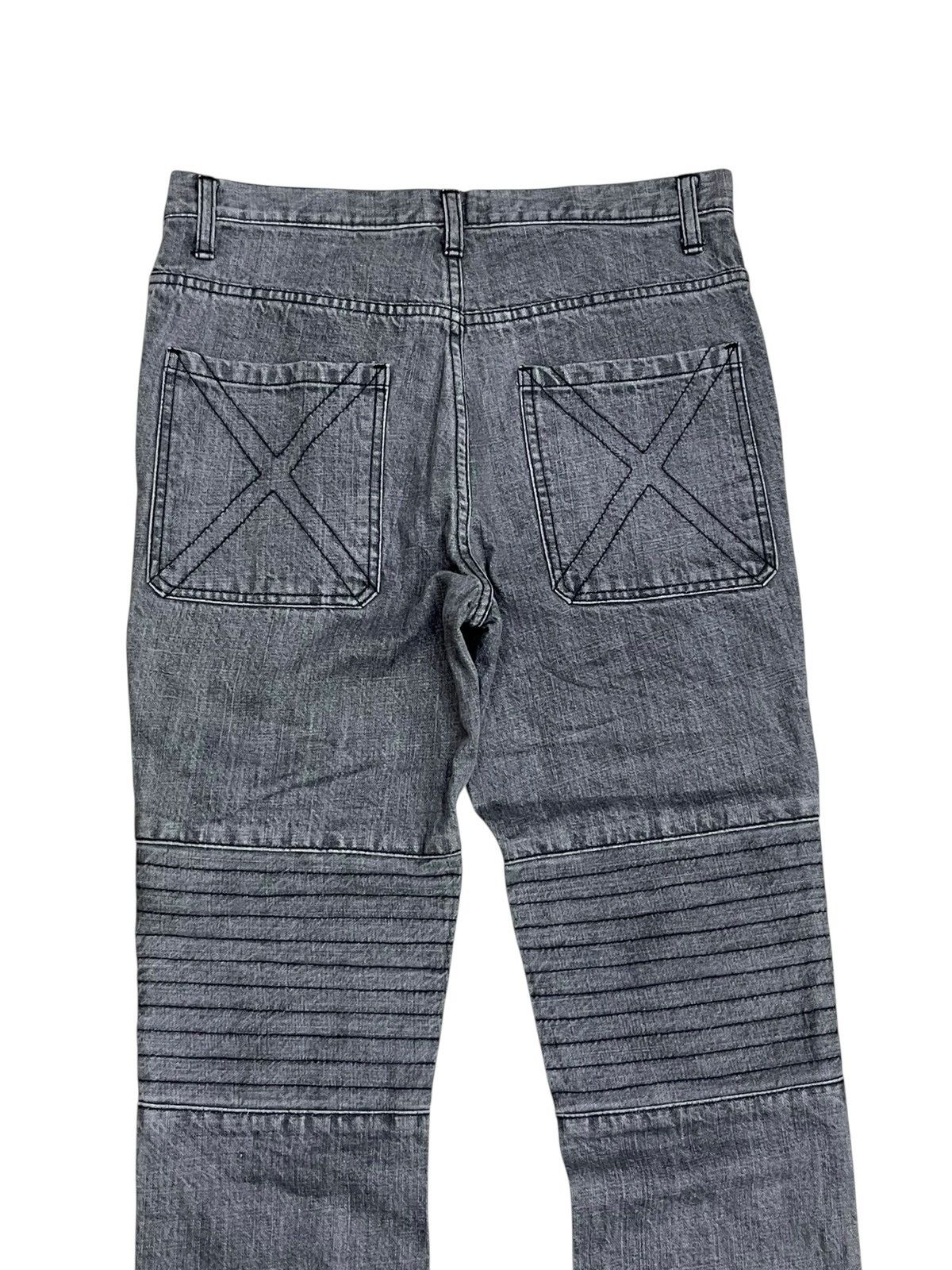 Niki Archival NIKKI Japan Heavy Cross-Stitch Moto Biker Denim Y2K Size US 29 - 6 Thumbnail