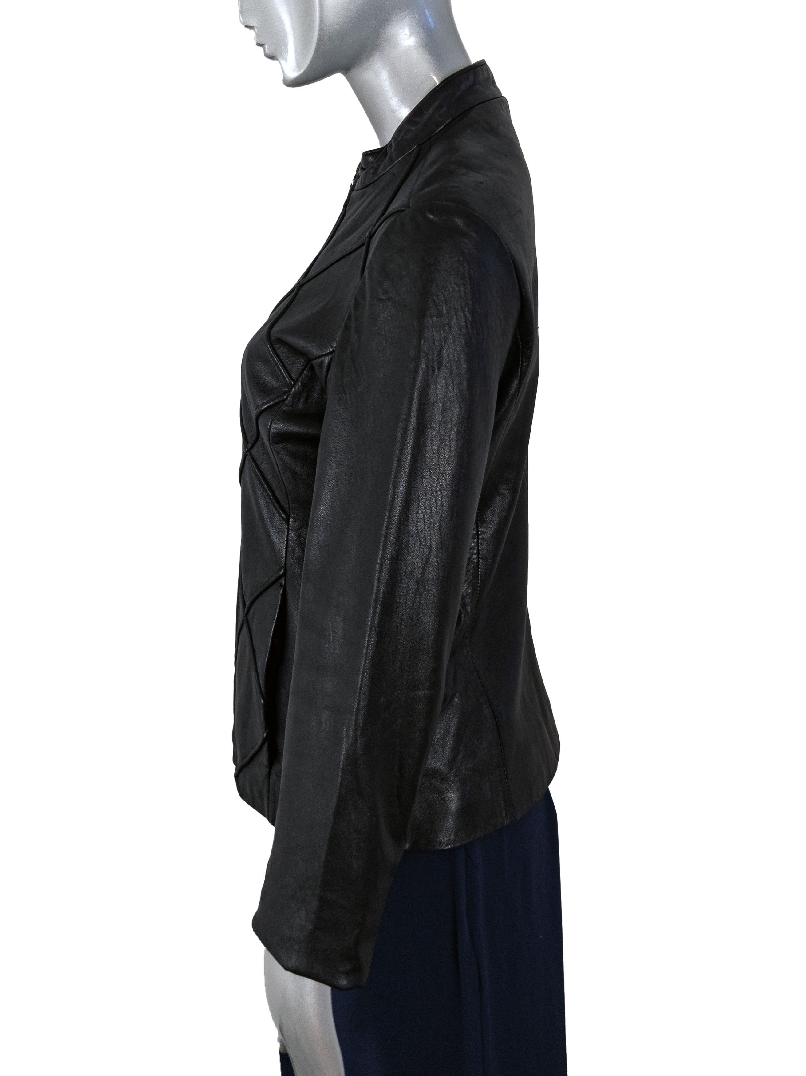 Mossimo Y2K Mossimo black women's leather jacket burgundy lining Size S / US 4 / IT 40 - 9 Thumbnail