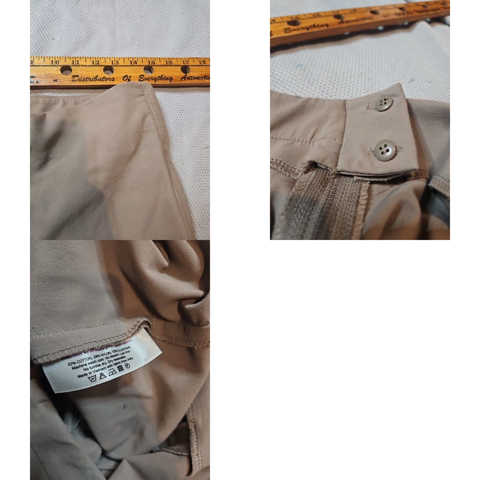 M.M.LaFleur MM.LaFleur Pants Womens Size 12 Beige Regular Straight Front Power Stretch Side Button City Preppy Art Hip Hop Hippie Hipster School Size 34" / US 12 / IT 48 - 9 Thumbnail