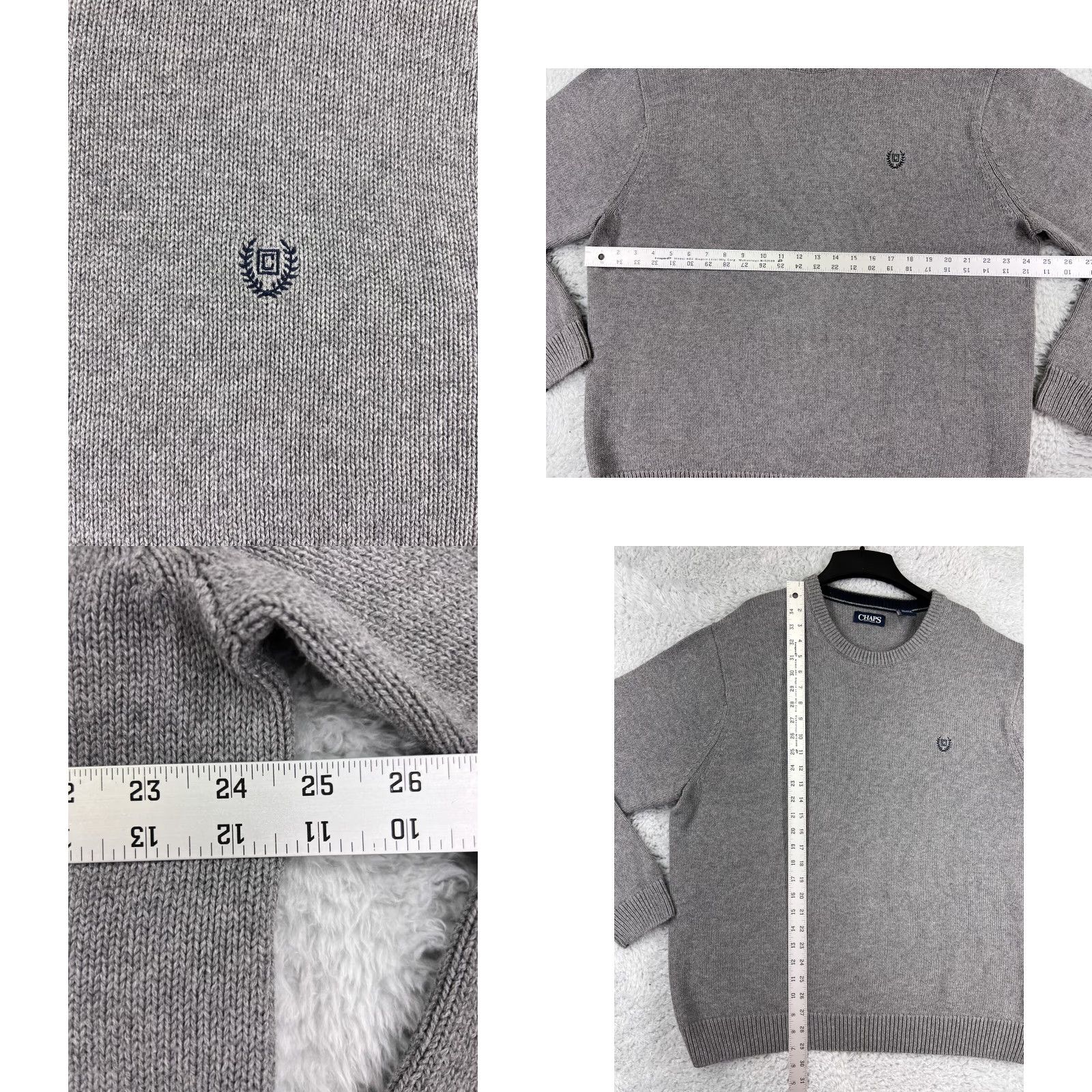 Chaps VINTAGE Chaps Sweater Mens XL Gray Knit 100% Cotton Crew Neck Embroidered Logo Shirt? Size US XL / EU 56 / 4 - 8 Thumbnail