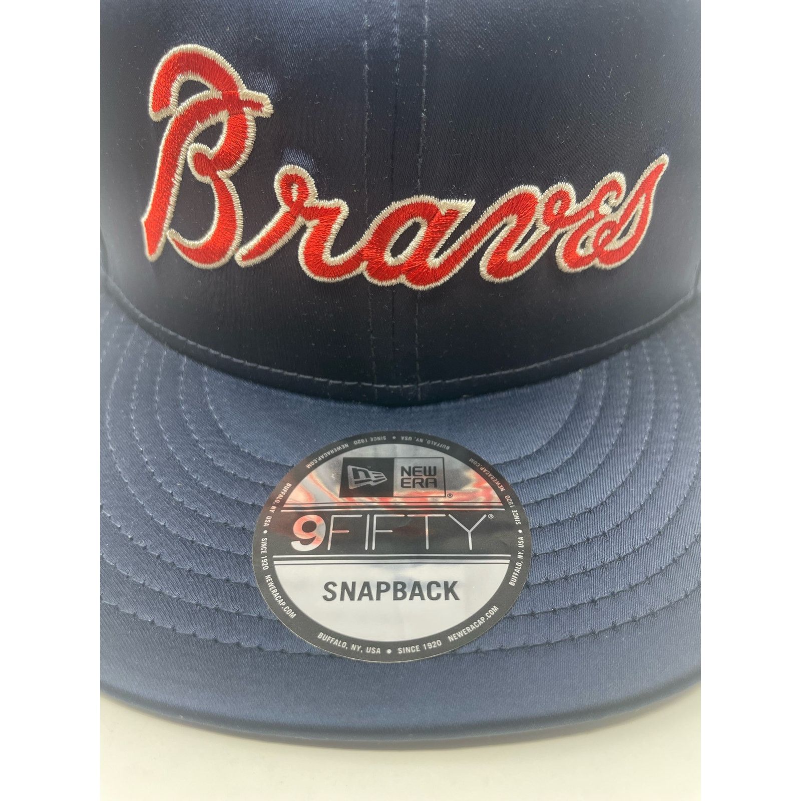 New Era Atlanta Braves 9Fifty Satin Script Fitted Snapback Hat Cap Size ONE SIZE - 2 Thumbnail