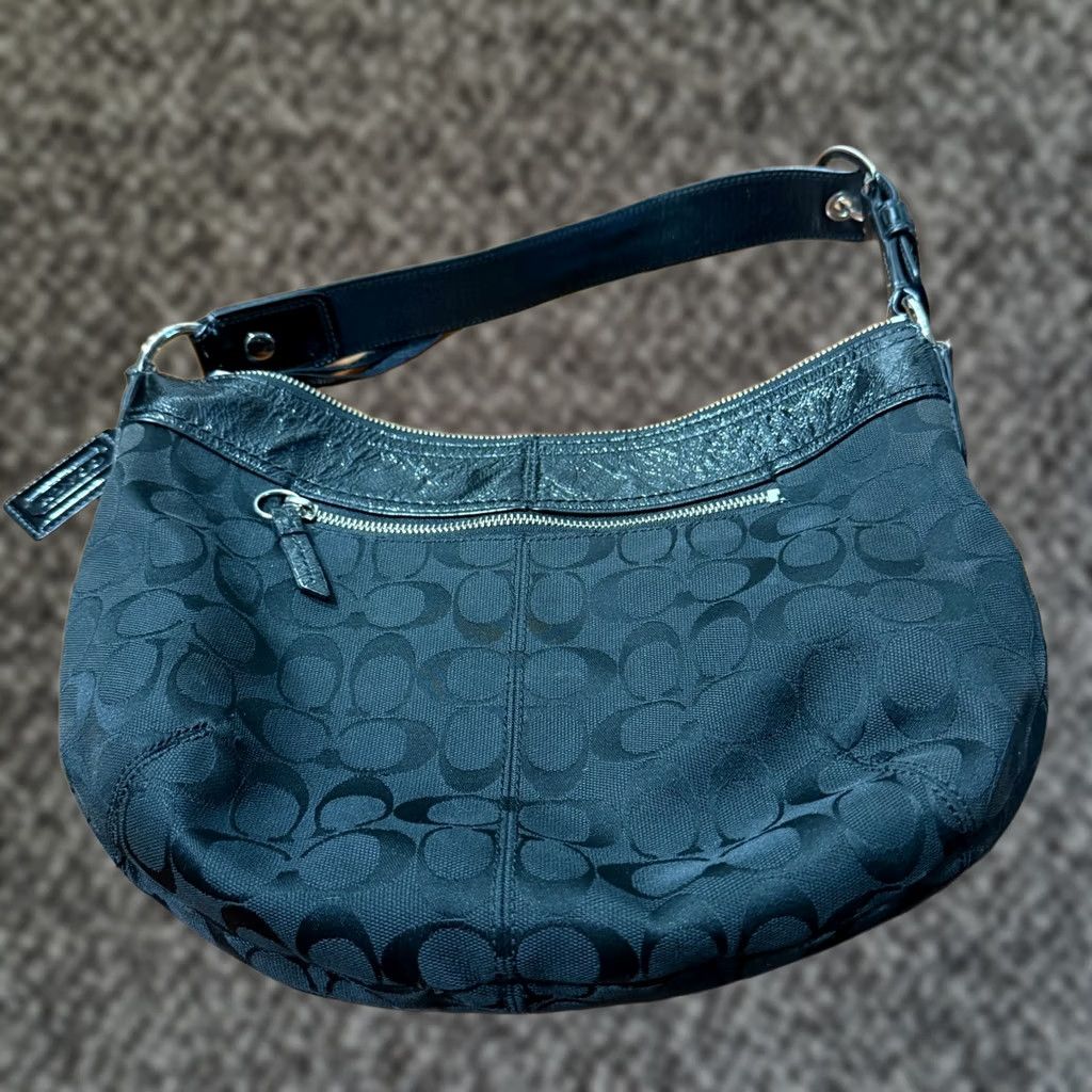 Coach VINTAGE Coach Signature Leather Bag Purse Shoulder Strap Hobo Crescent Black Small Women Crossbody Casual 90s 00s Accessories Size ONE SIZE - 1 Thumbnail
