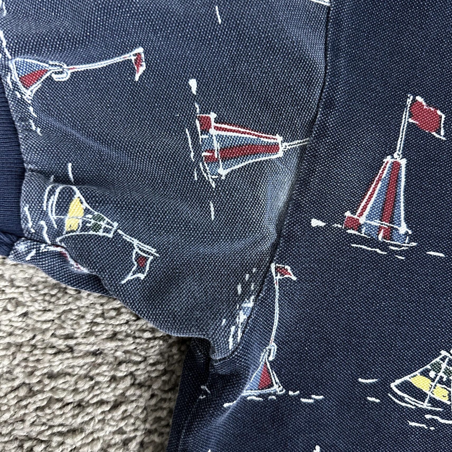 Nautica VINTAGE Nautica Polo Shirt Mens Large Sailboat Print Short Sleeve 90s Hong Kong Navy Collar 100% Cotton Graphic Print Passes Size US L / EU 52-54 / 3 - 5 Thumbnail