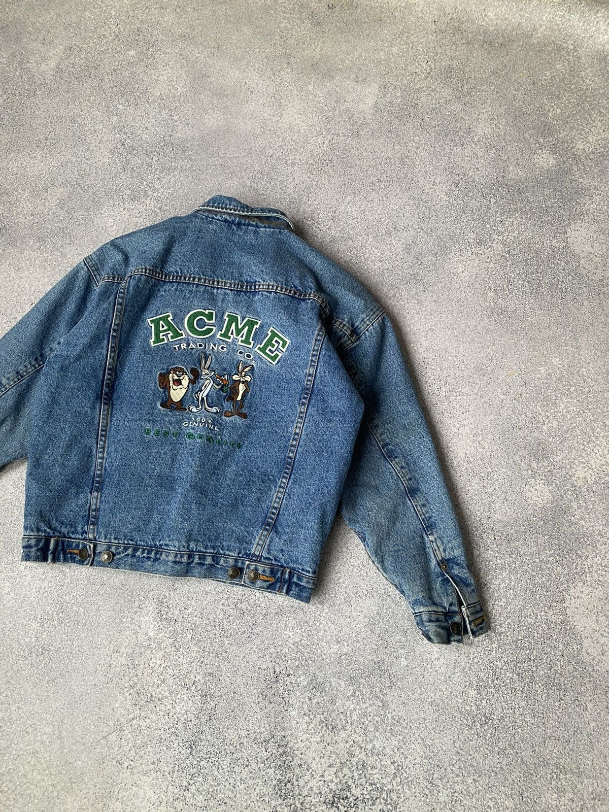 Vintage × Warner Bros VTG 90s Looney Tunes Warner Bros Acme Trading Jean Jacket Size US S / EU 44-46 / 1 - 10 Thumbnail
