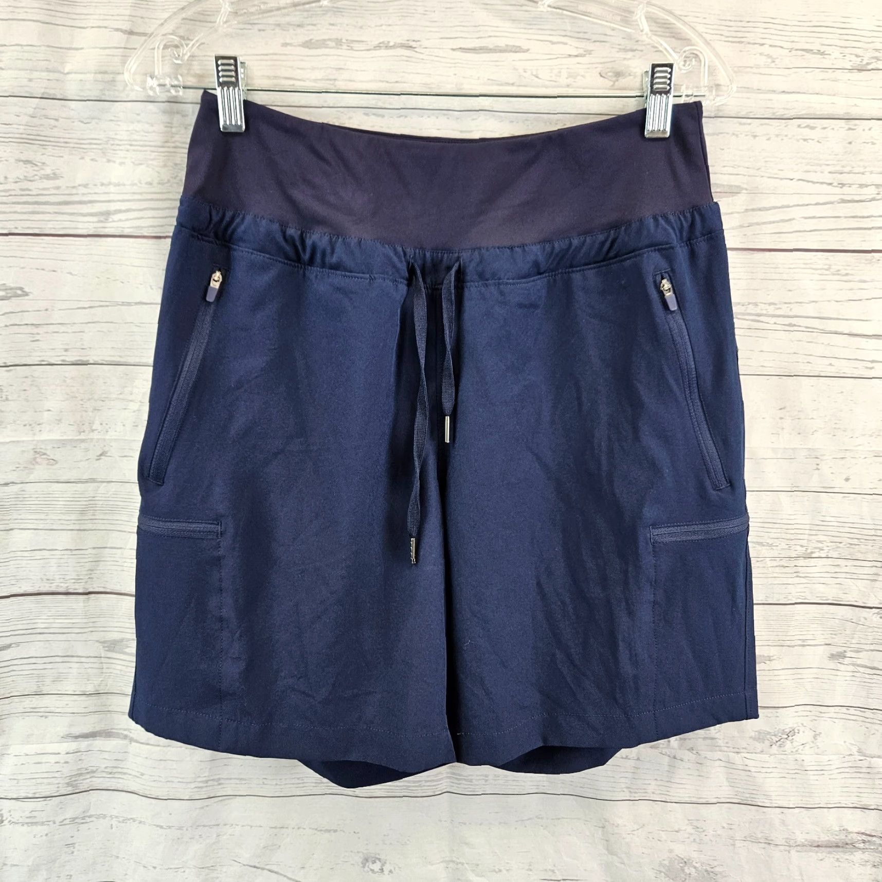 Vintage Obla Womens Shorts Sz Medium Blue Zip Pickets Drawstring High Rise Size 32" / US 10 / IT 46 - 2 Thumbnail