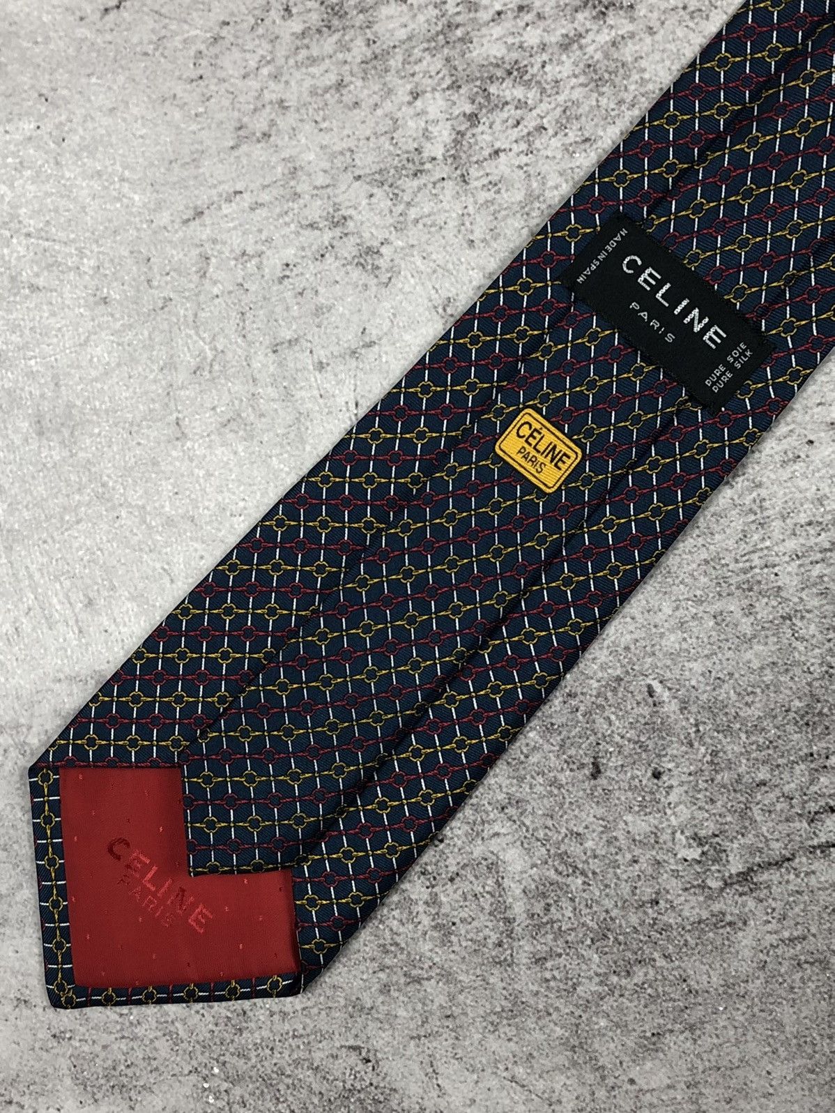 Celine Vintage Celine Paris Silk Tie Chain Link Macadam Pattern Size ONE SIZE - 1 Thumbnail