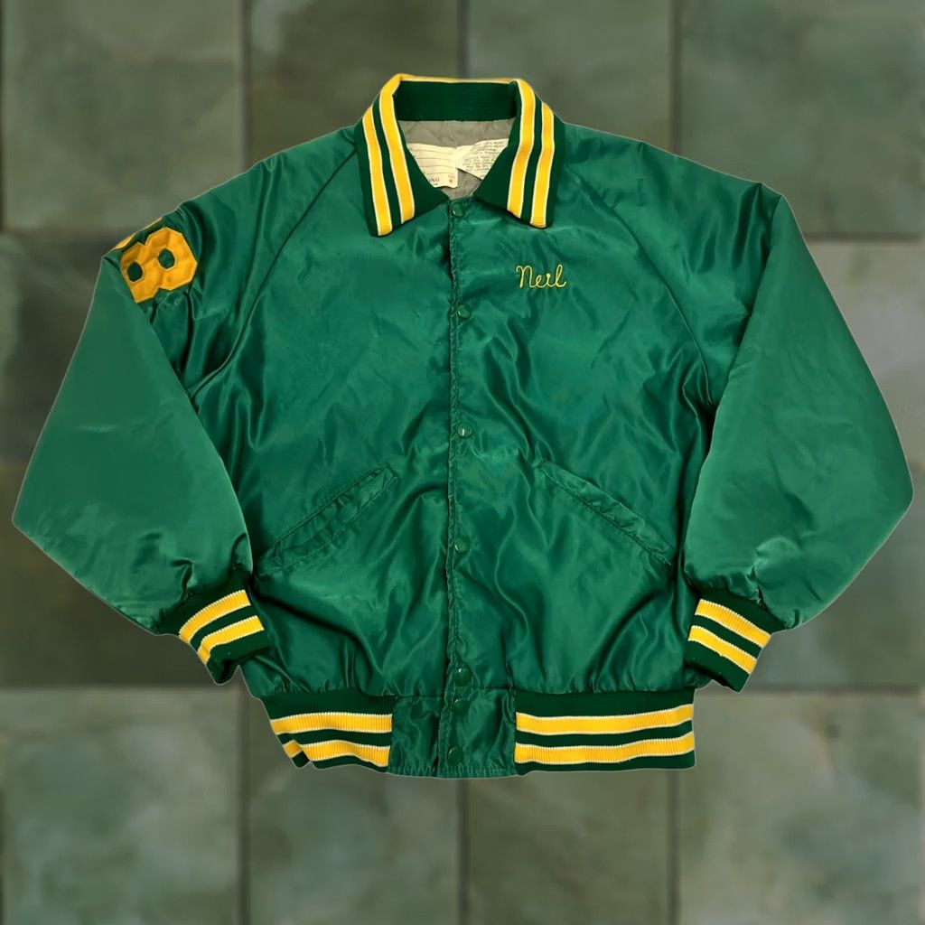 Vintage Vintage DeLong Jacket Varsity Bomber Green Satin Made in USA Mens Medium Size US M / EU 48-50 / 2 - 1 Thumbnail