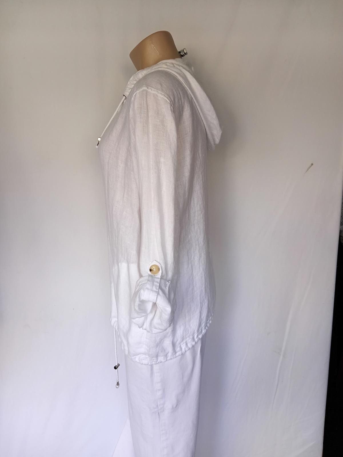 Designer Liz Claiborne Lightweight White Hooded Jacket Size L / US 10 / IT 46 - 2 Thumbnail