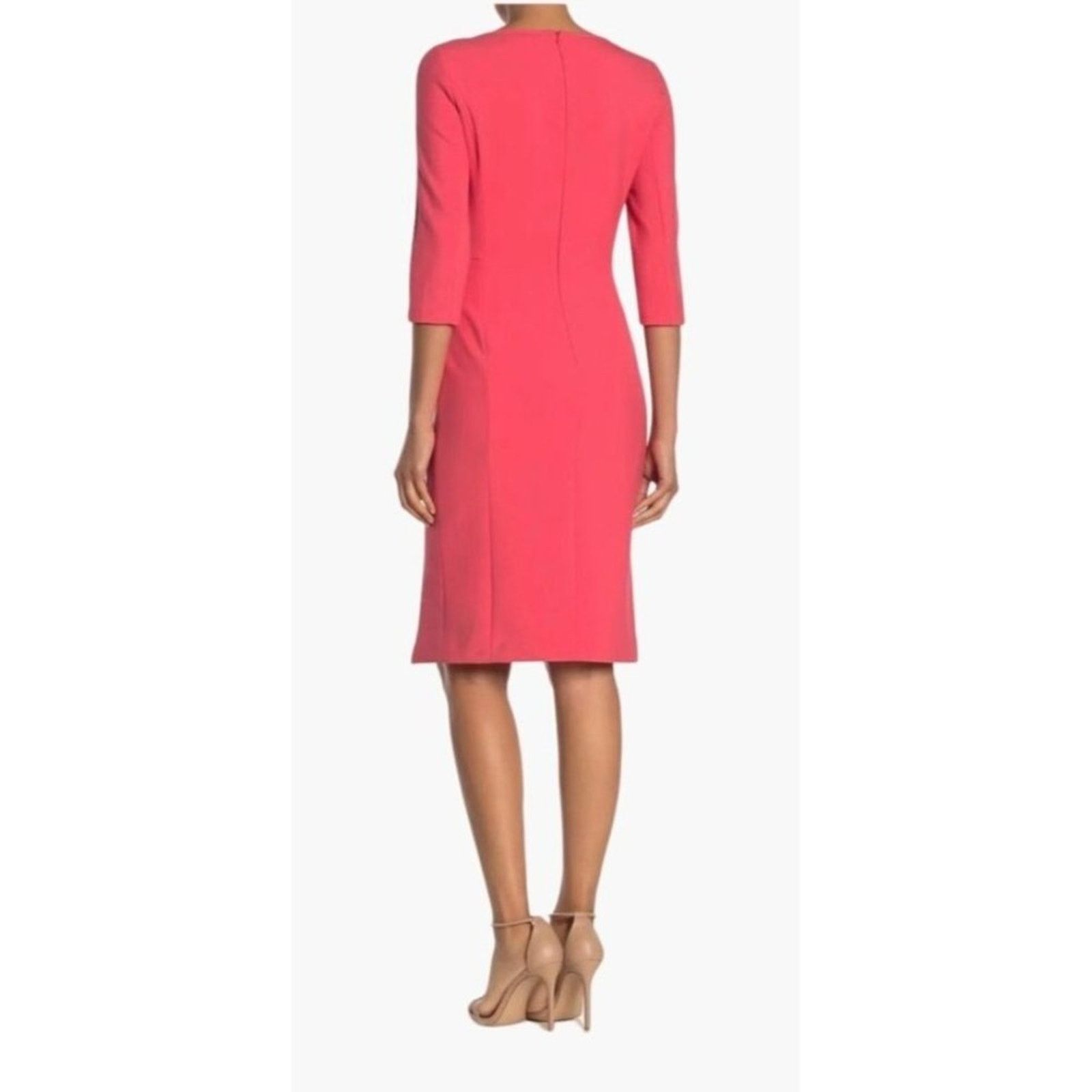 Hugo Boss HUGO BOSS Bright Pink DIKENA Ponte Knit Sheath Dress 8 Size M / US 6-8 / IT 42-44 - 4 Thumbnail