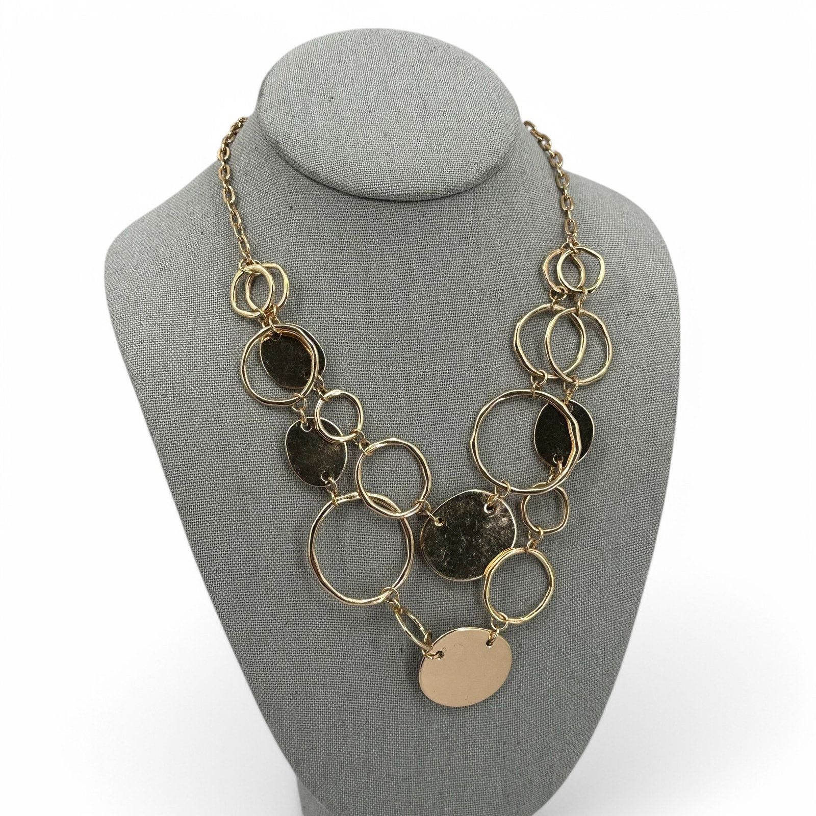 Other Lane Bryant Goldtone Necklace Organic Circles Double Strand Size ONE SIZE - 1 Thumbnail