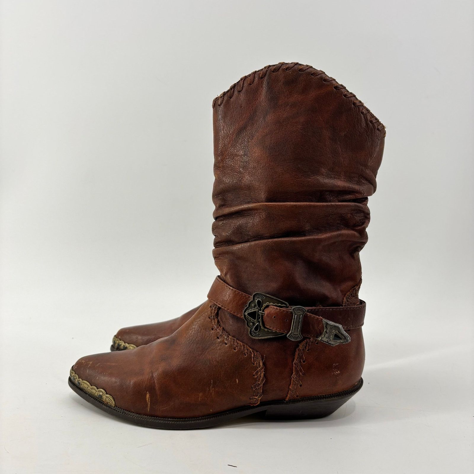 Vintage Zodiac Womens Size 7.5 Western Cowboy Boots Brown Leather Size US 7.5 / IT 37.5 - 15 Thumbnail
