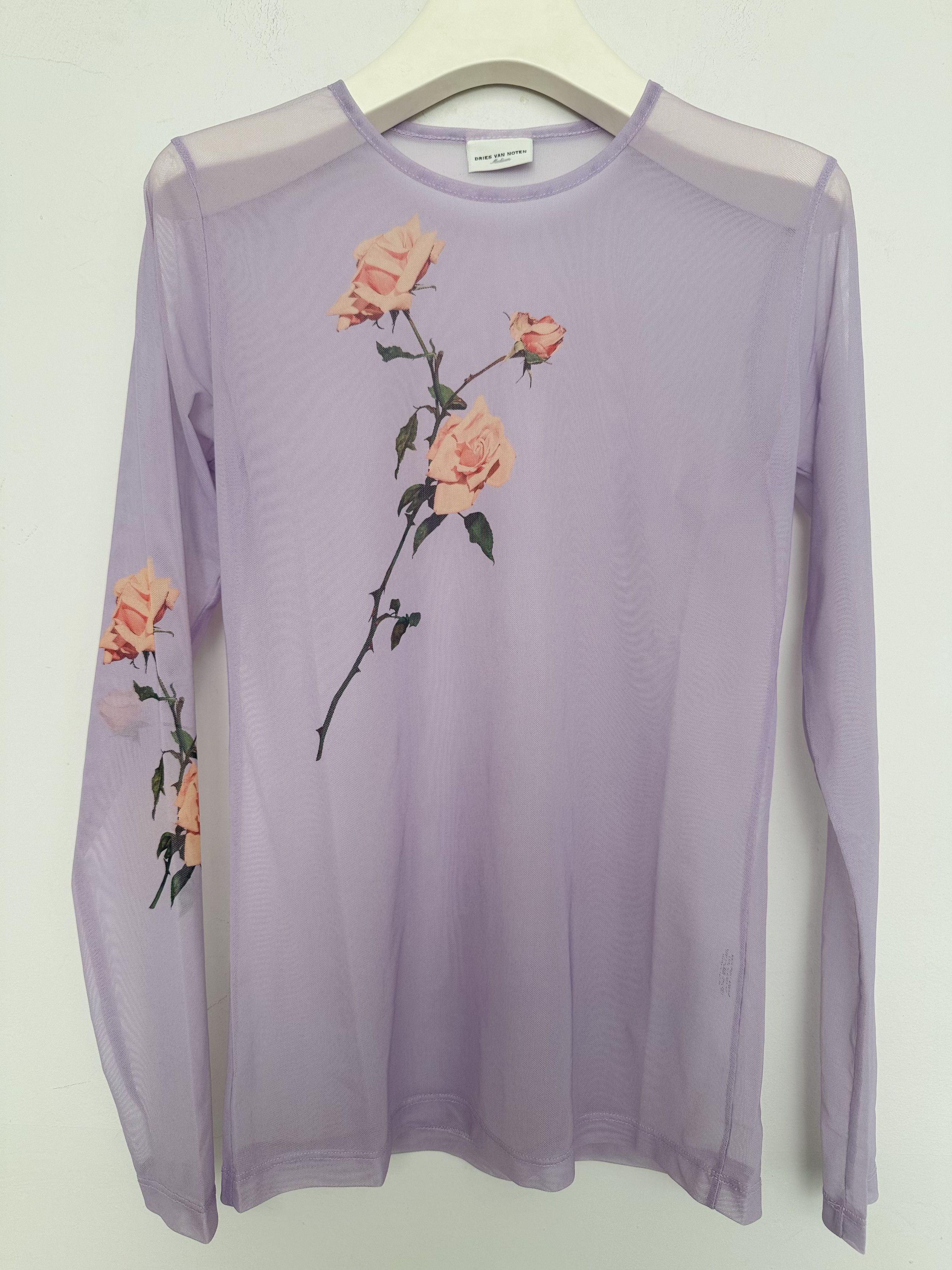 Dries Van Noten Floral Print Stretch-Tulle T-Shirt Size M / US 6-8 / IT 42-44 - 1 Thumbnail