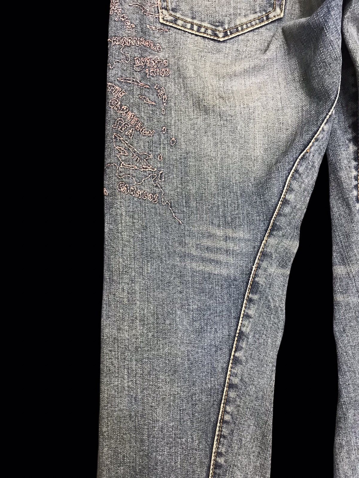 Japanese Brand 💥TWISTED LEG💥DOUBLE NAME PIRATE EMBROIDERY TWIST DENIM F410 Size US 31 - 14 Thumbnail