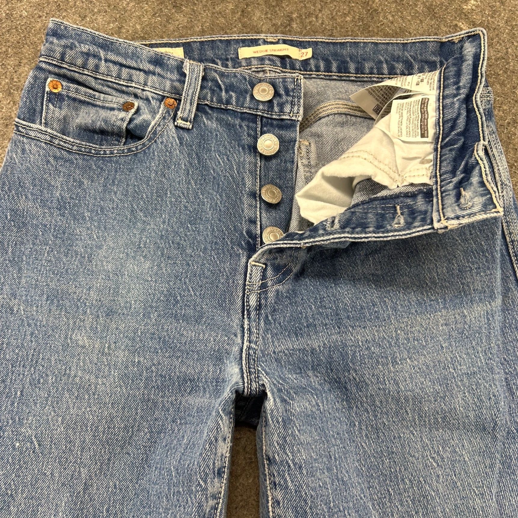 Levi's Levi's 501 Jeans Womens 28x24 Blue Straight Button Fly Premium Light Wash 90s Distressed Hem Fraying Vintage No Size 28" / US 6 / IT 42 - 2 Thumbnail