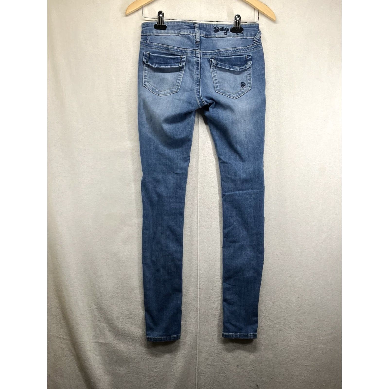 Vintage VINTAGE Indigo Rein Women's Jeans Size 3 Skinny Low Rise Distressed Blue Denim Tapered Grunge Size 26" / US 2 / IT 38 - 2 Thumbnail