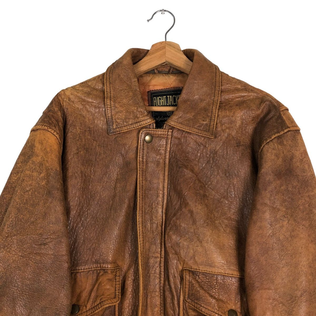 Vintage 🔥VINTAGE LEATHER FLIGHT JACKET USA STYLEWEAR LEATHER Size US L / EU 52-54 / 3 - 3 Thumbnail