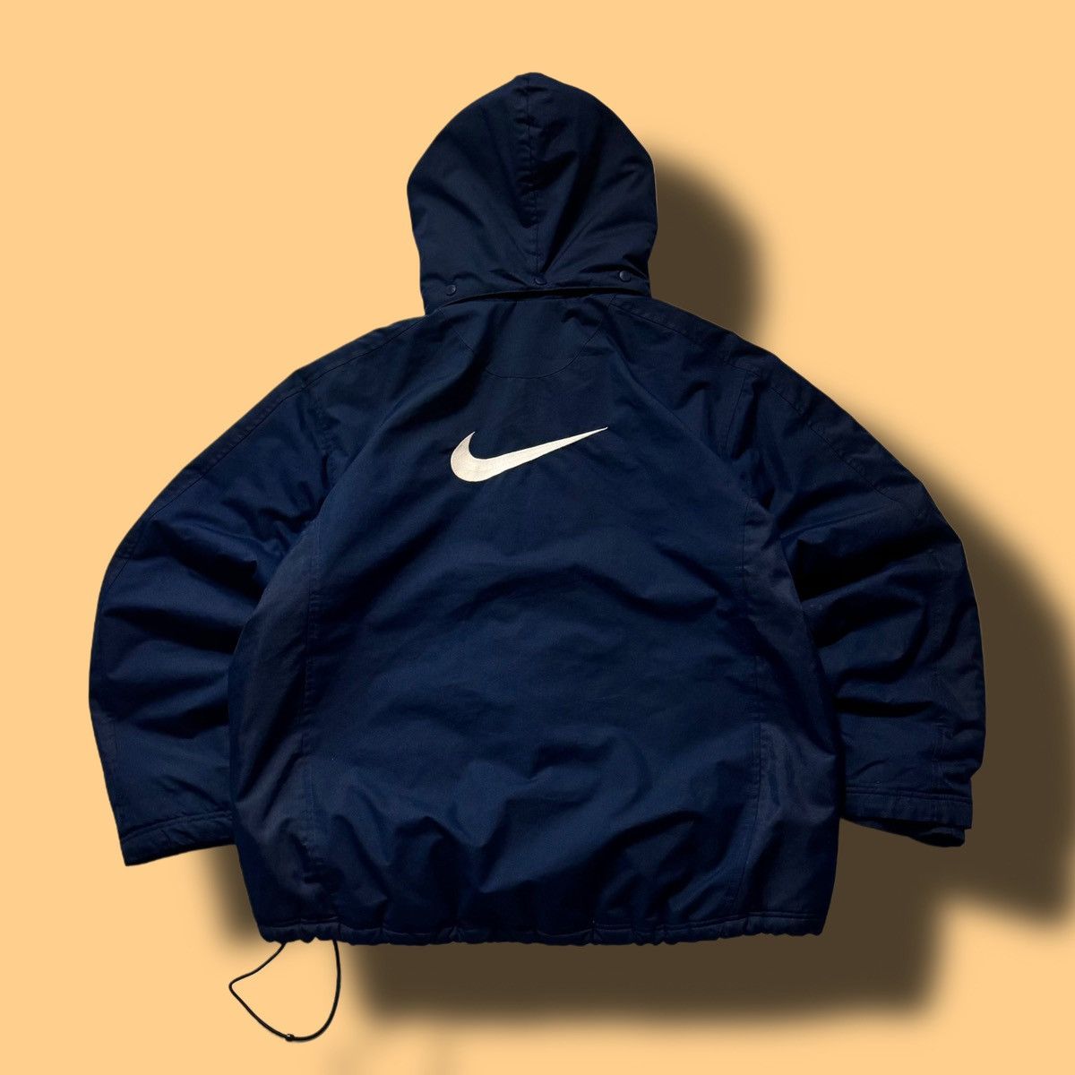 Nike × Vintage 00s Nike Vintage Drill Oversize Down Hooded Jacket Y2K Size US XL / EU 56 / 4 - 3 Thumbnail