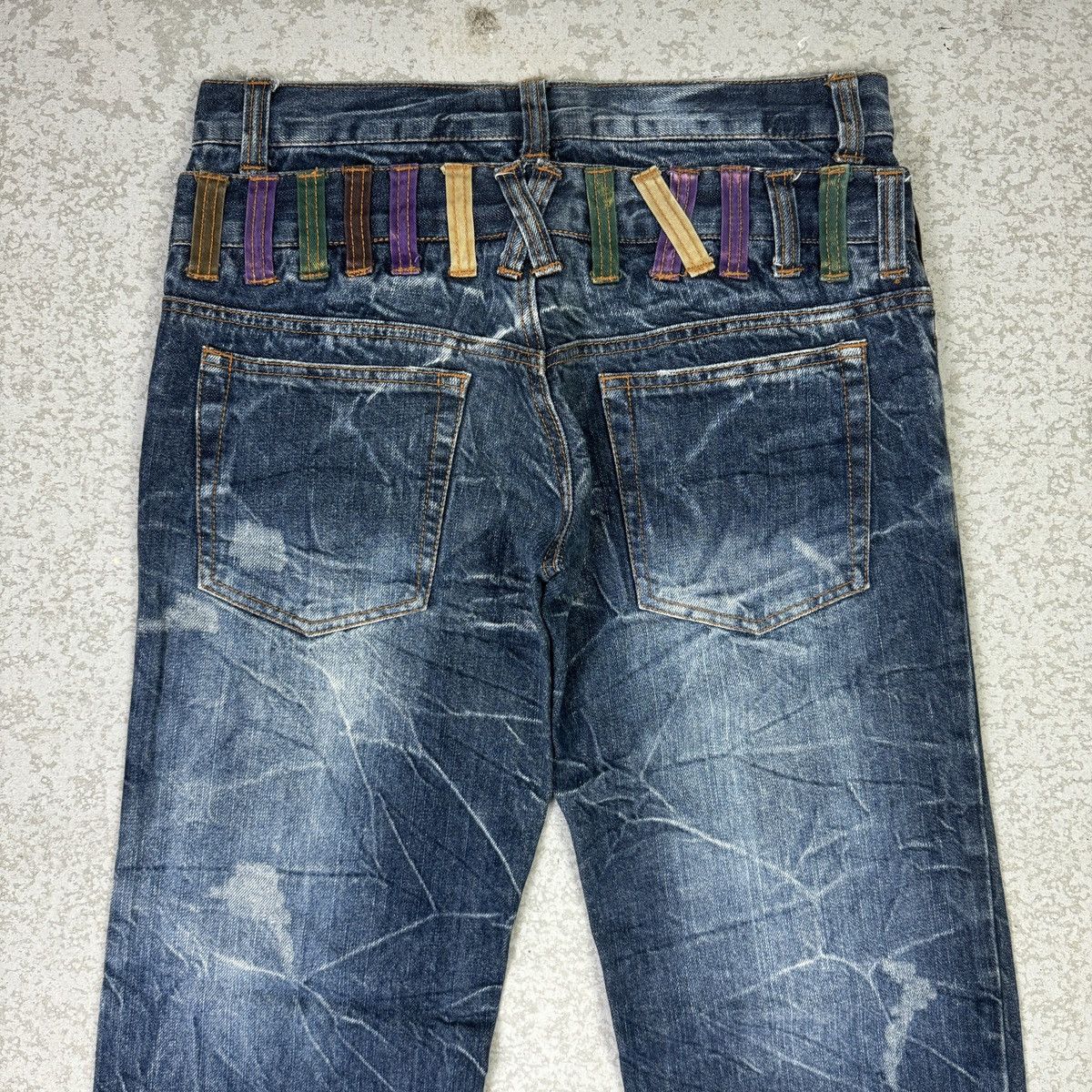 Japanese Brand Double Waist - 2000s Nylaus Crazy Jeans Size US 31 - 5 Thumbnail