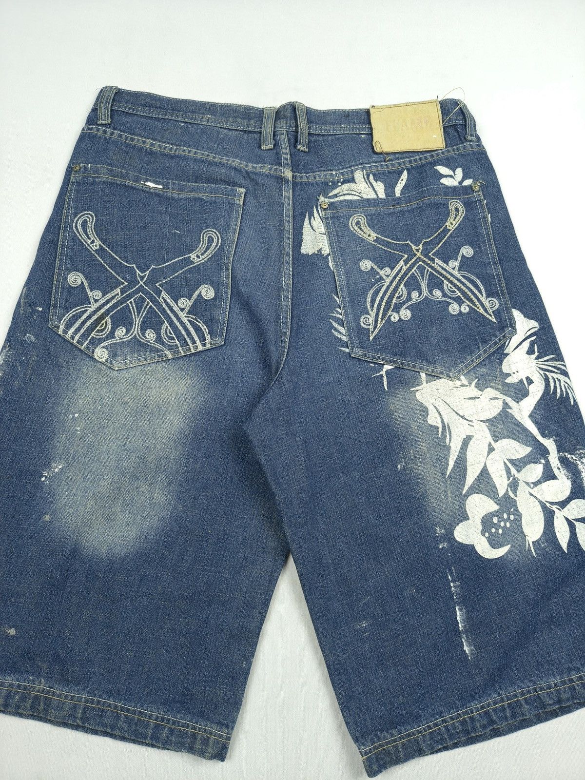 Southpole Flame Jeans Distressed AOP Biker Hip-Hop Jorts. (069) Size US 38 / EU 54 - 3 Thumbnail