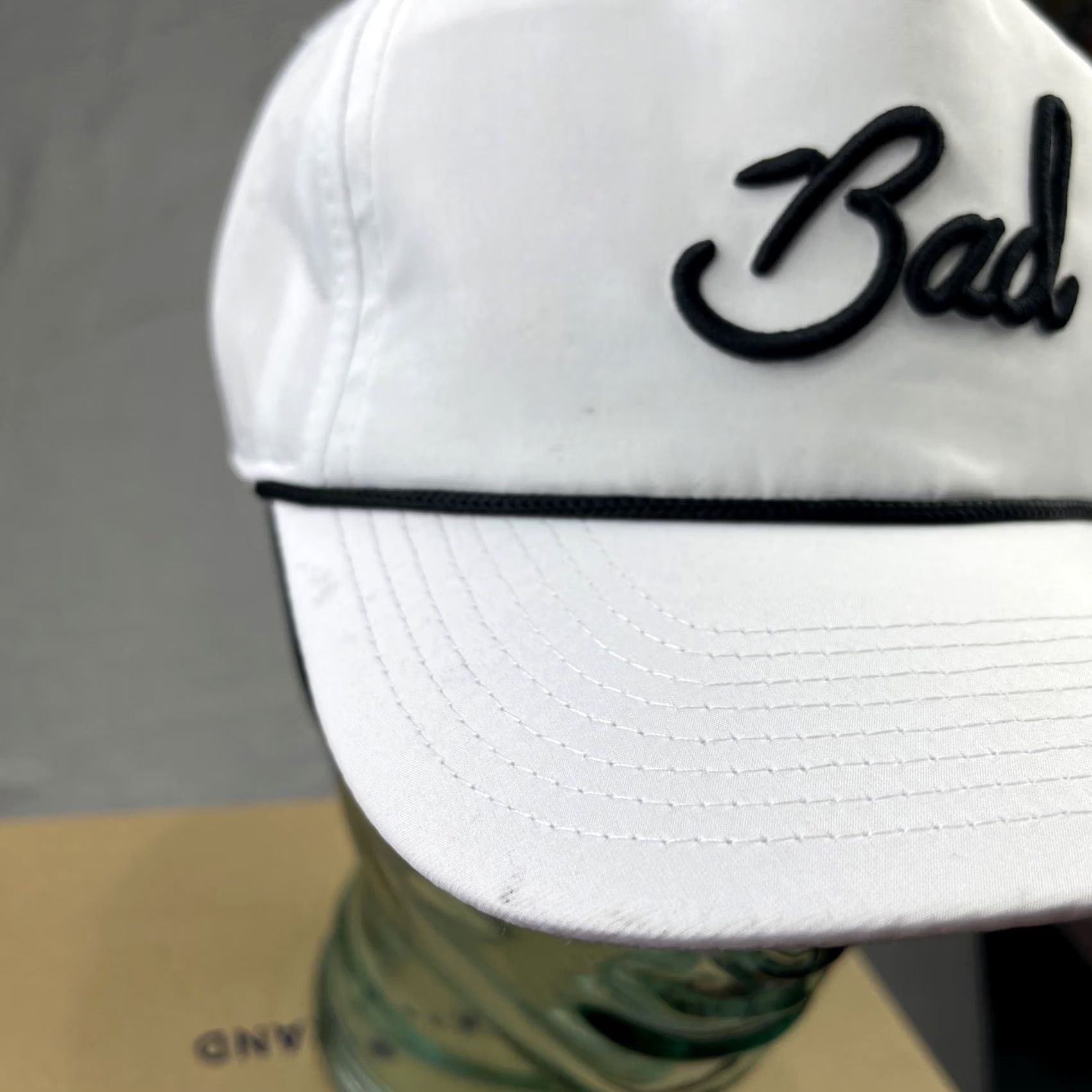Roper Bad Birdie Hat Cap Mens Snapback White Black Scrip Rope Golf Performance Hat Cap Snapback Mens White Black Scrip Rope Golf Performance Size ONE SIZE - 3 Thumbnail