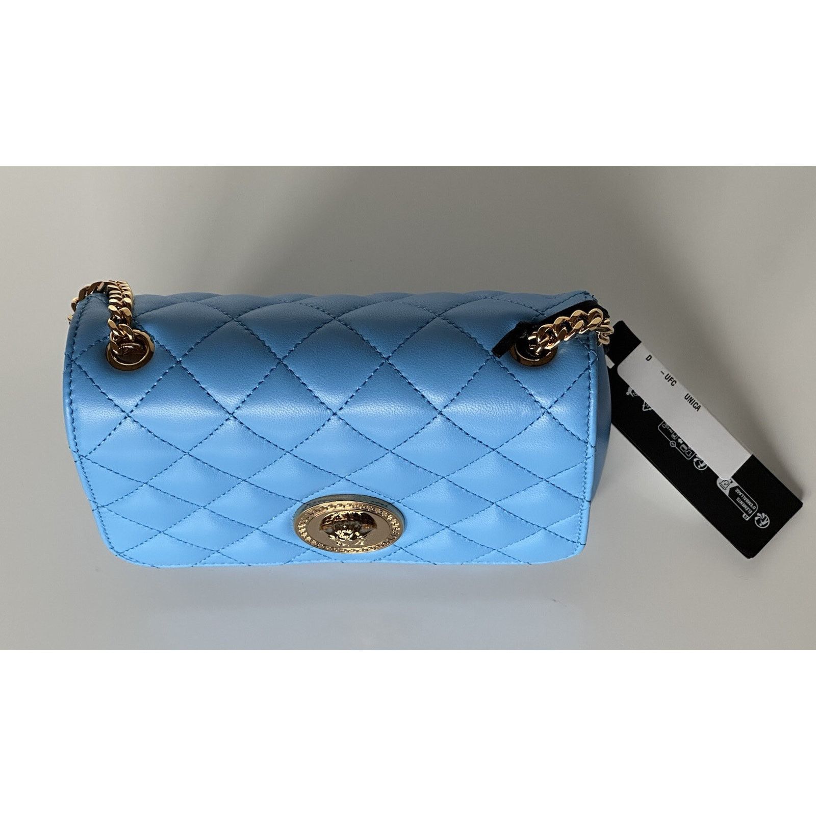 Versace Versace Quilted Leather Blue Small Shoulder Bag DBFI163S Size ONE SIZE - 3 Thumbnail