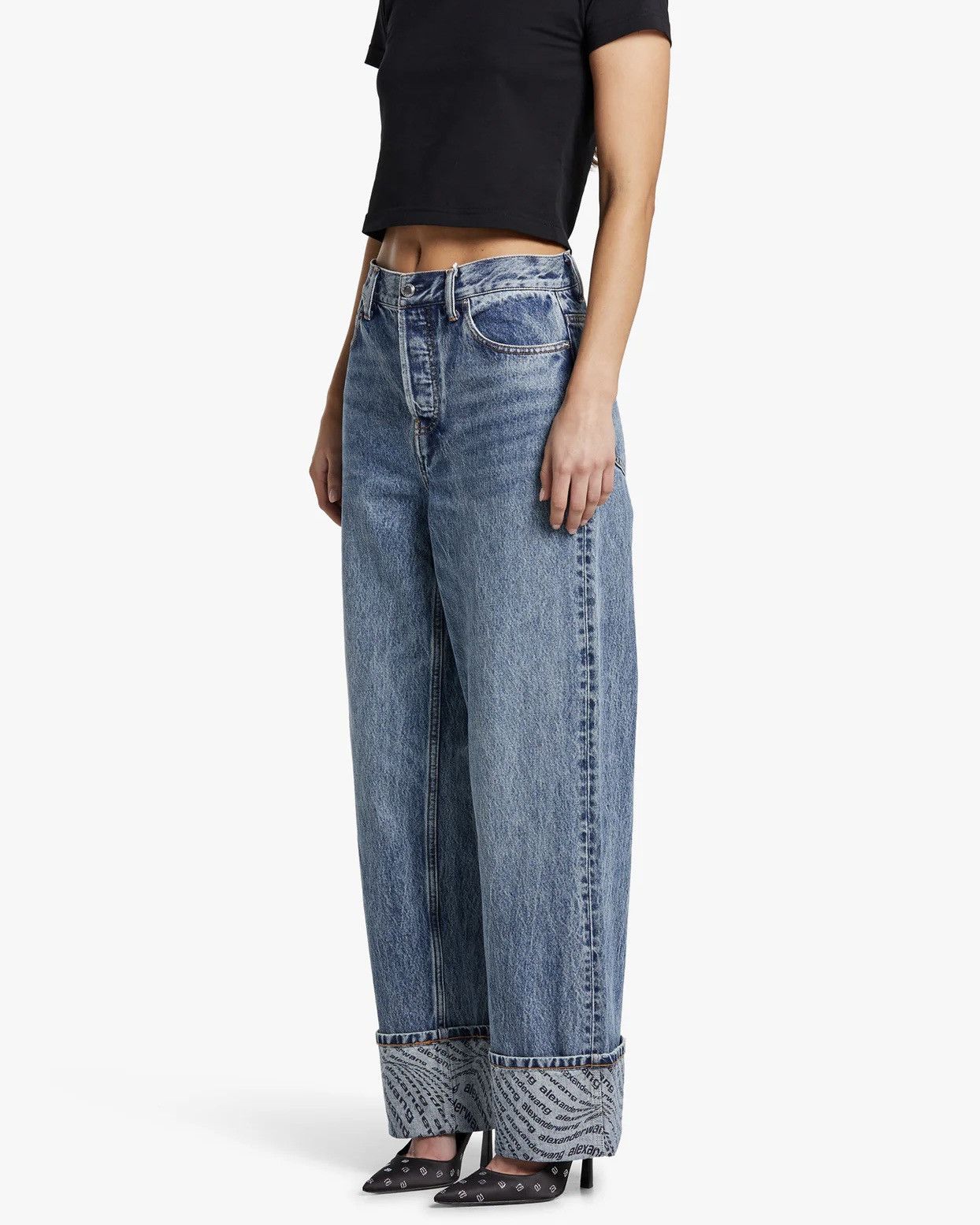 Alexander Wang Alexander Wang Wide Jean W/Logo Printed Cuff Size 24" / US 00 / IT 34 - 8 Thumbnail