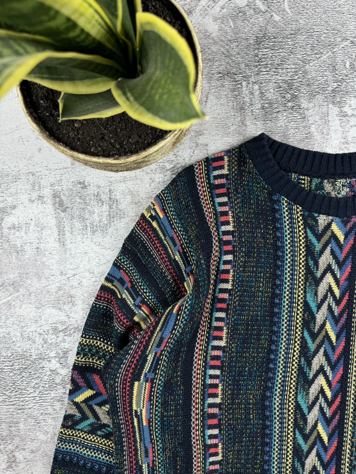 Japanese Brand Vintage 90S Hippie Hip Hop USA Coogi Style Knited Sweater Size US L / EU 52-54 / 3 - 5 Thumbnail