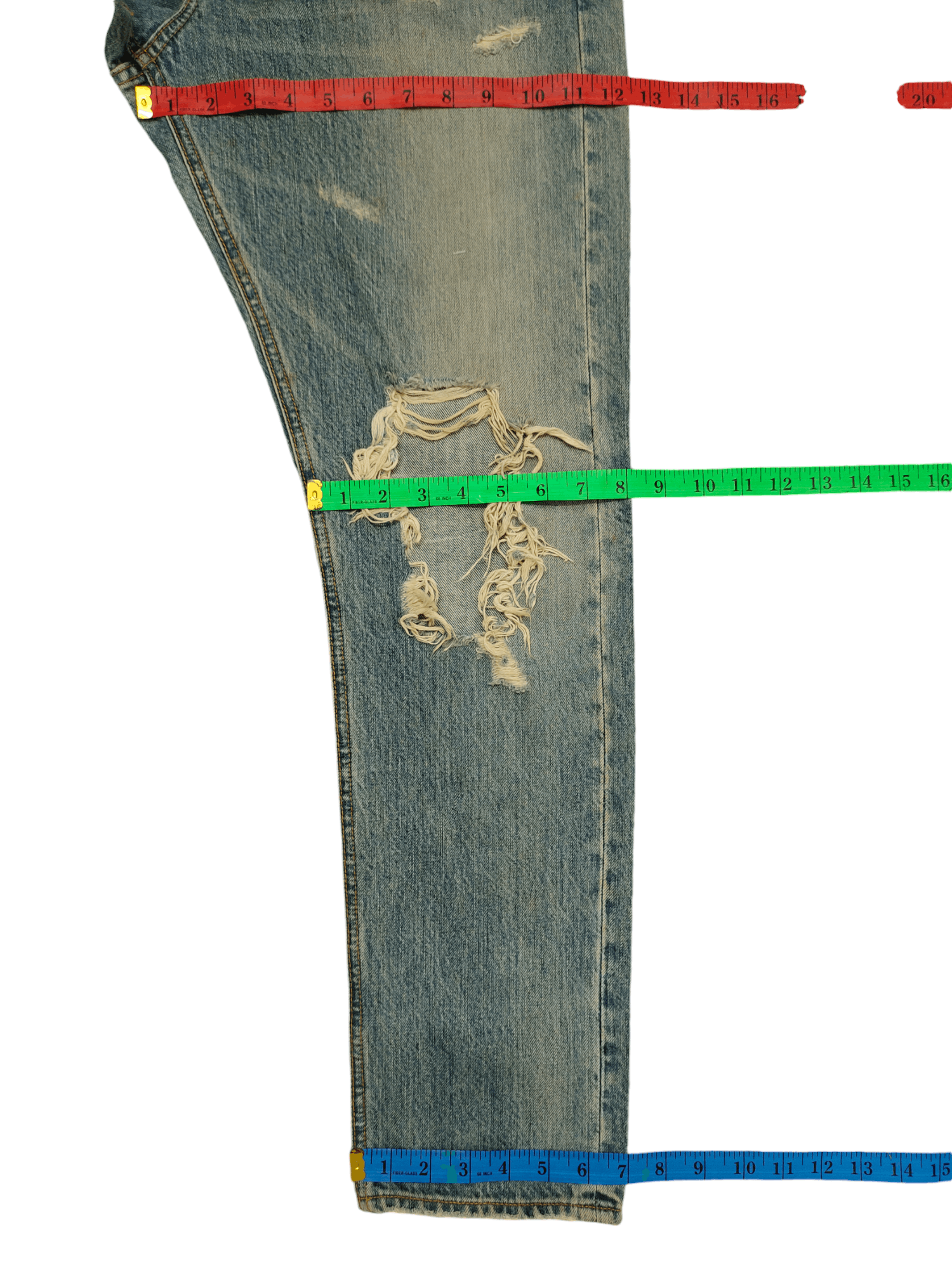 Kapital Legenda Tokyo Crazy Distress Faded Denim Jeans Size US 32 / EU 48 - 10 Thumbnail