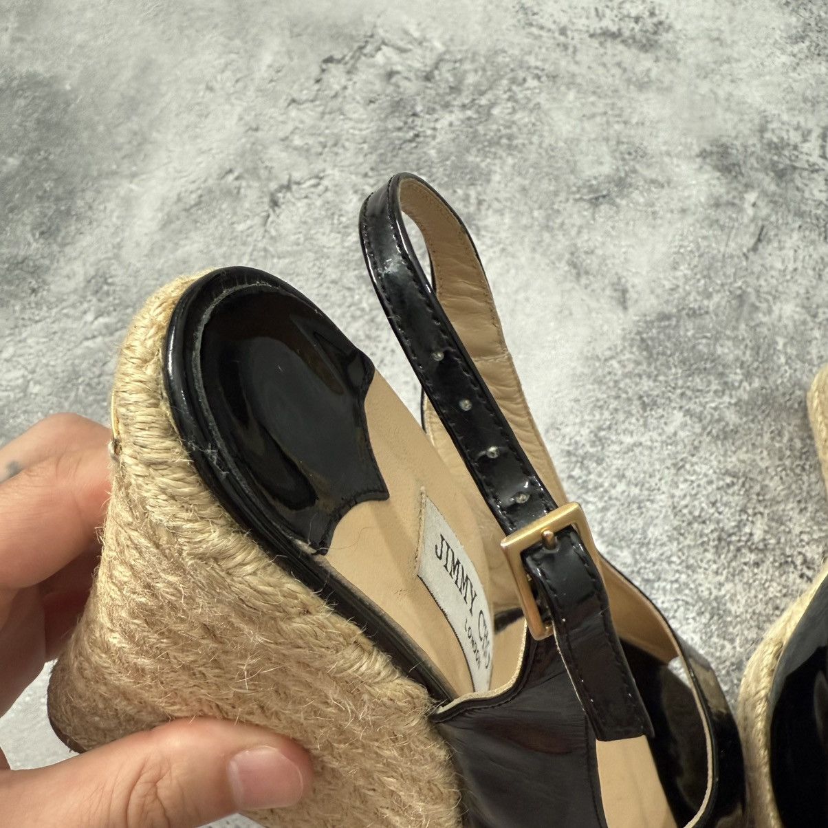 Jimmy Choo Jimmy Choo Polar Patent Platform Espadrille Heel Sandals Size US 7.5 / IT 37.5 - 15 Thumbnail