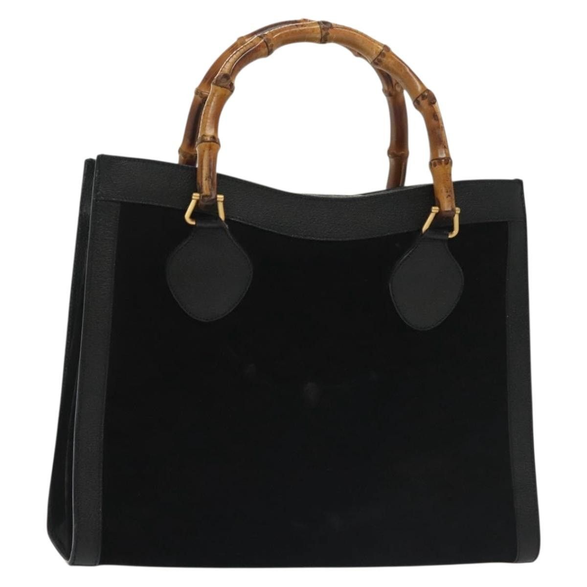 Gucci GUCCI Bamboo Hand Bag Suede Black Gold 002 1186 002 1186 Size ONE SIZE - 1 Thumbnail