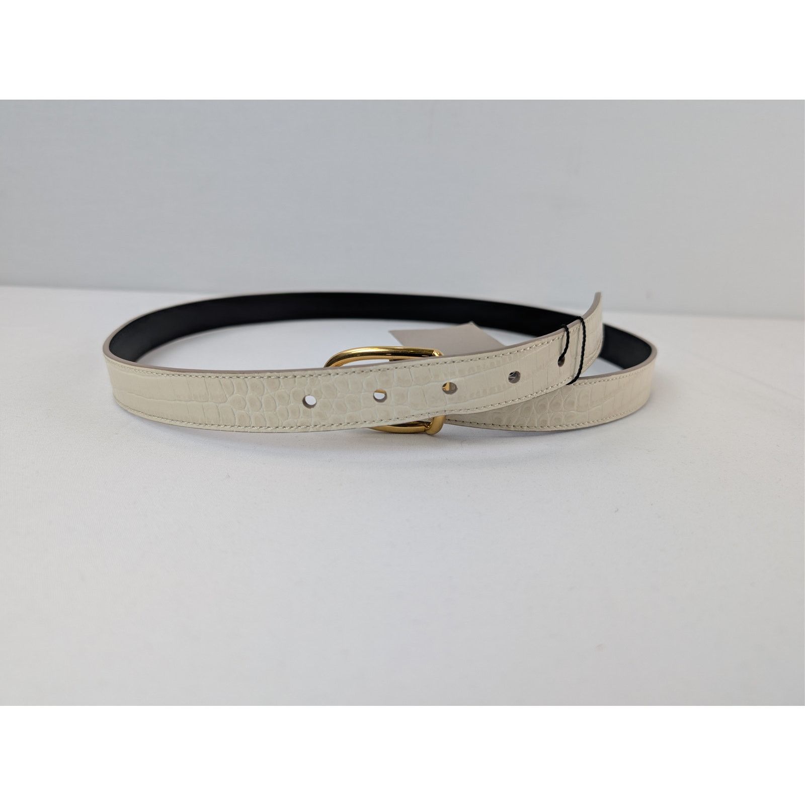 Tom Ford o1rshd1 Size: 90 / Croc Effect Leather Belt in Ivory Size 36 - 5 Thumbnail