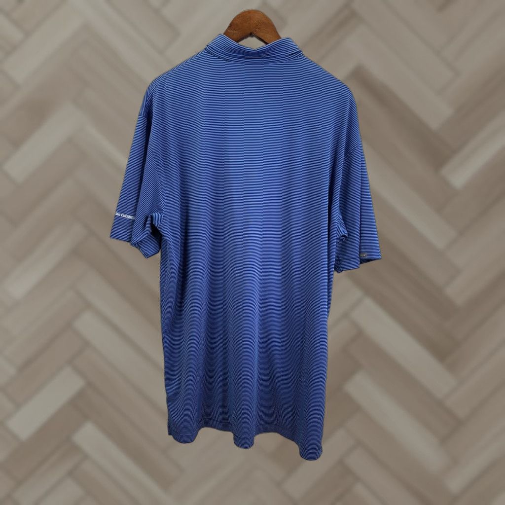 Vintage Dunning Golf Polo Shirt Mens XL Blue Short Sleeve Striped Logo 100% Polyester All Seasons Moisture Wicking Breathable Golf Shirt Size US XL / EU 56 / 4 - 1 Thumbnail