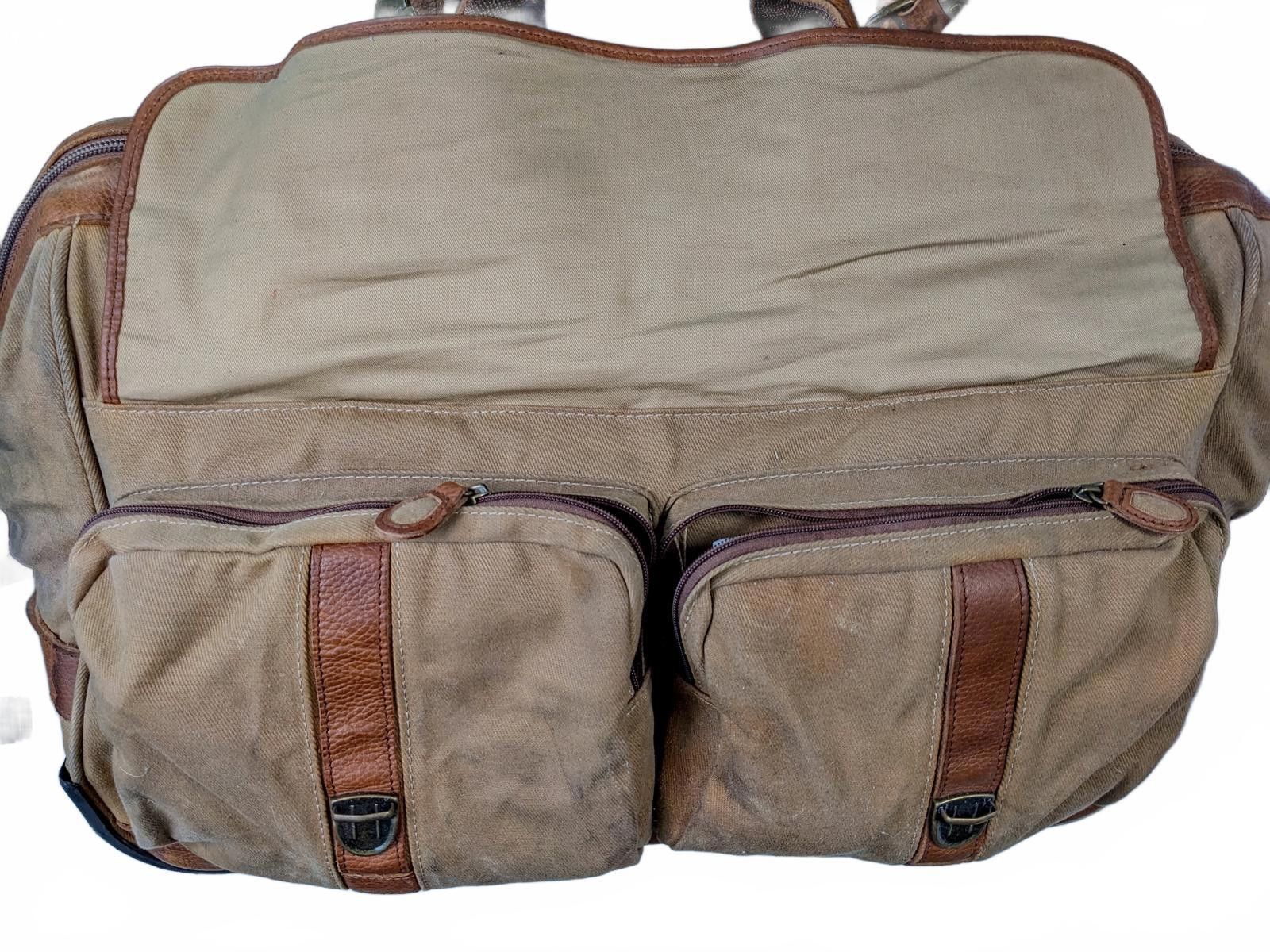 L.L. Bean L.L.Bean Rolling Duffel Bag Brown Canvas 1990 Carry-on China Size ONE SIZE - 5 Thumbnail