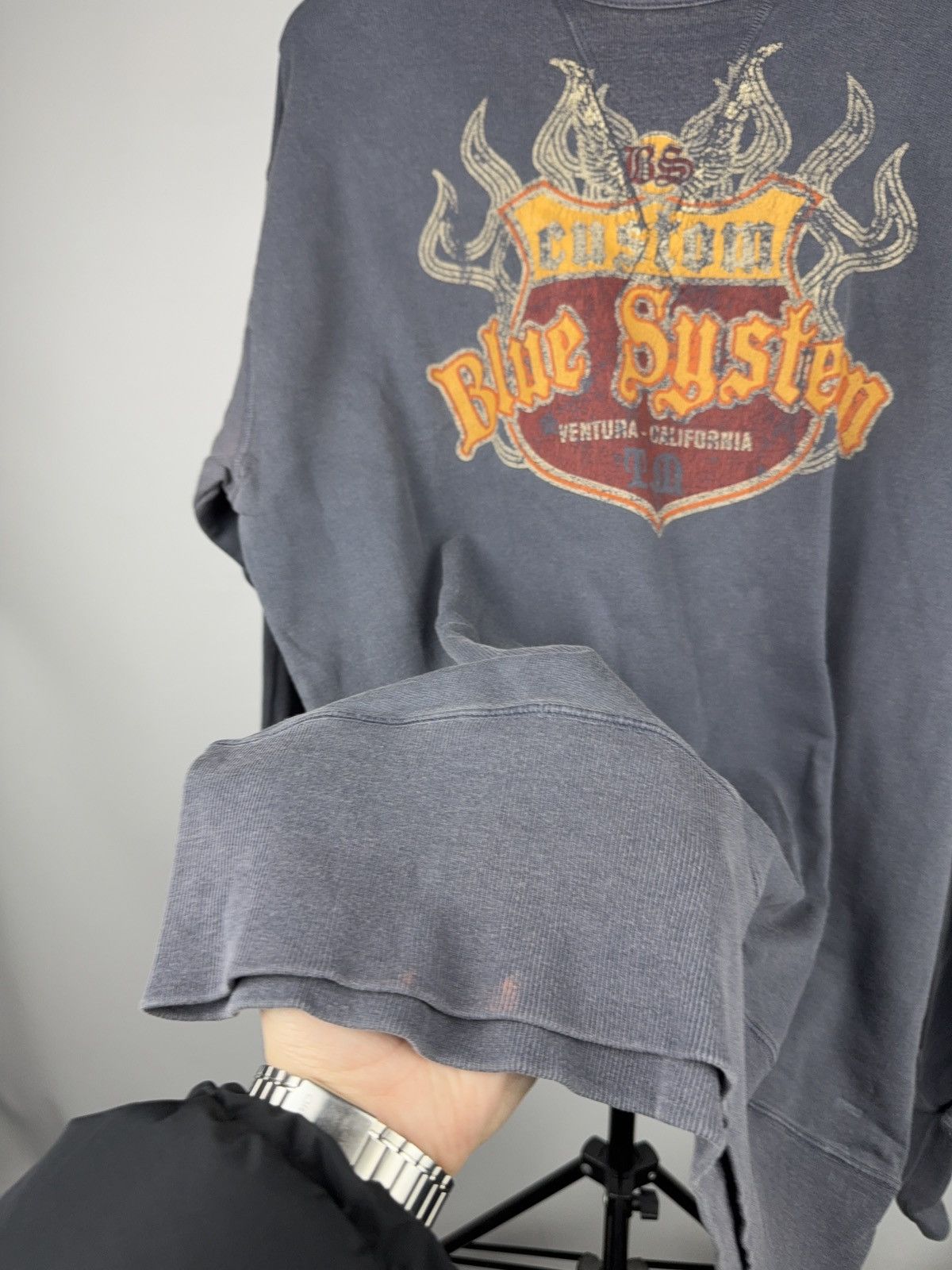 Vintage Vintage Biker Moto Blue System Custom Graphic Sweatshirt XL Size US XL / EU 56 / 4 - 8 Thumbnail
