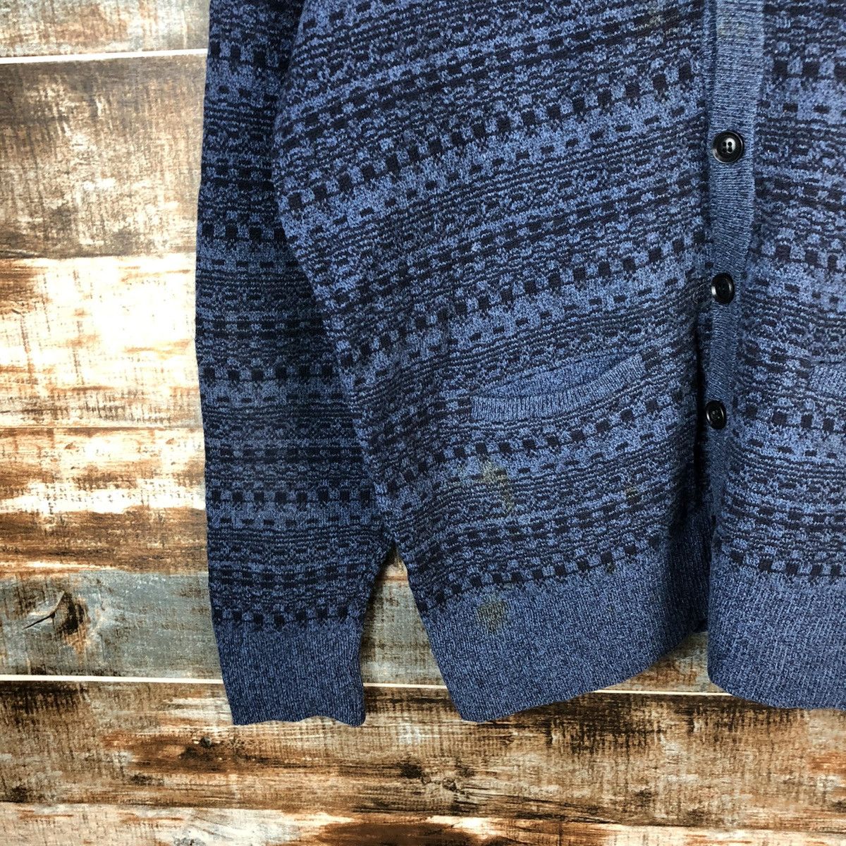 Vintage D Le Cent Blue vintage pattern Cardigan Knitwear #A1723 Size US L / EU 52-54 / 3 - 7 Thumbnail