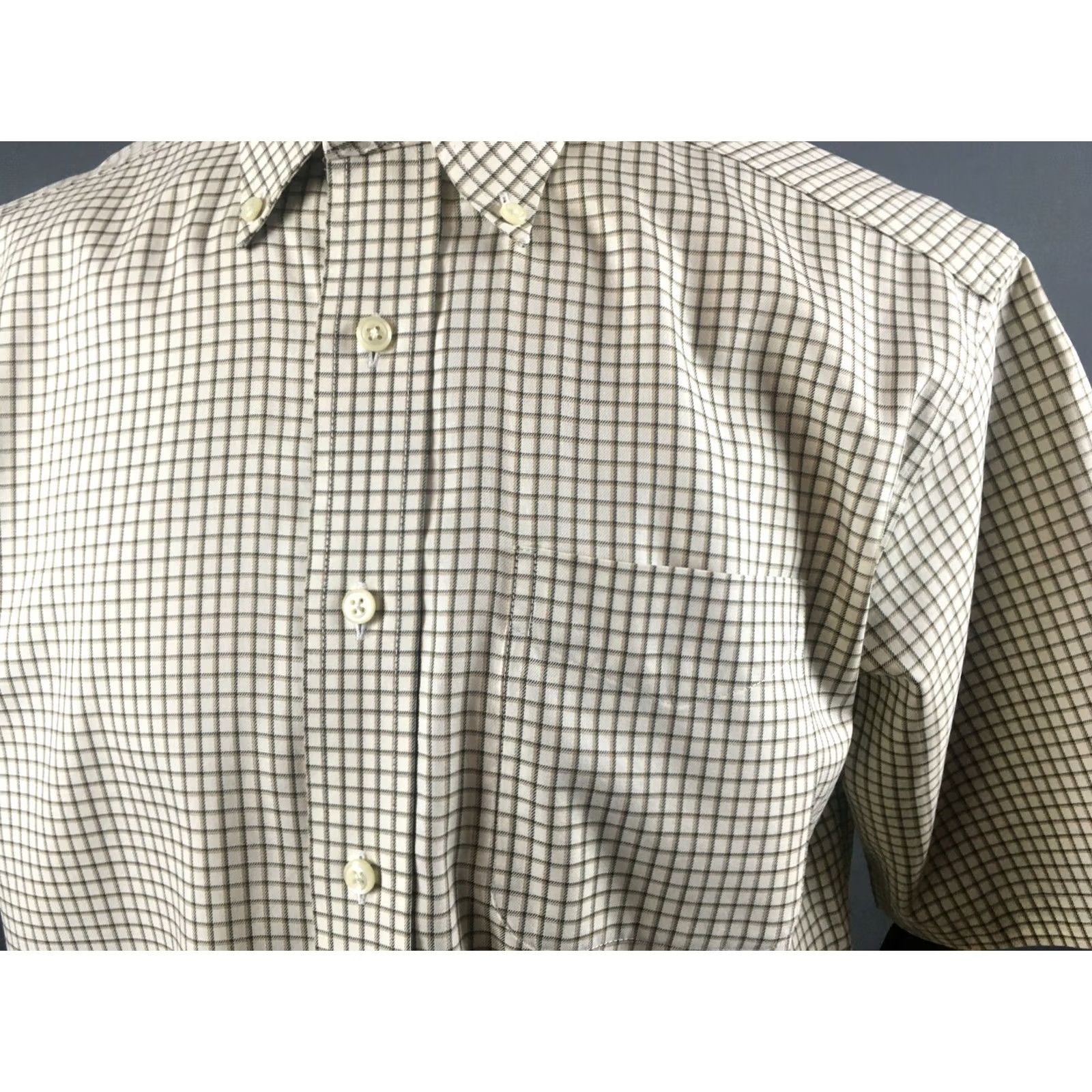 Vintage L.L. Bean Shirt Cotton Ivory Men M Button-Down Short Sleeve Regular Check Wrinkle Resistant Vintage No Size US M / EU 48-50 / 2 - 7 Thumbnail