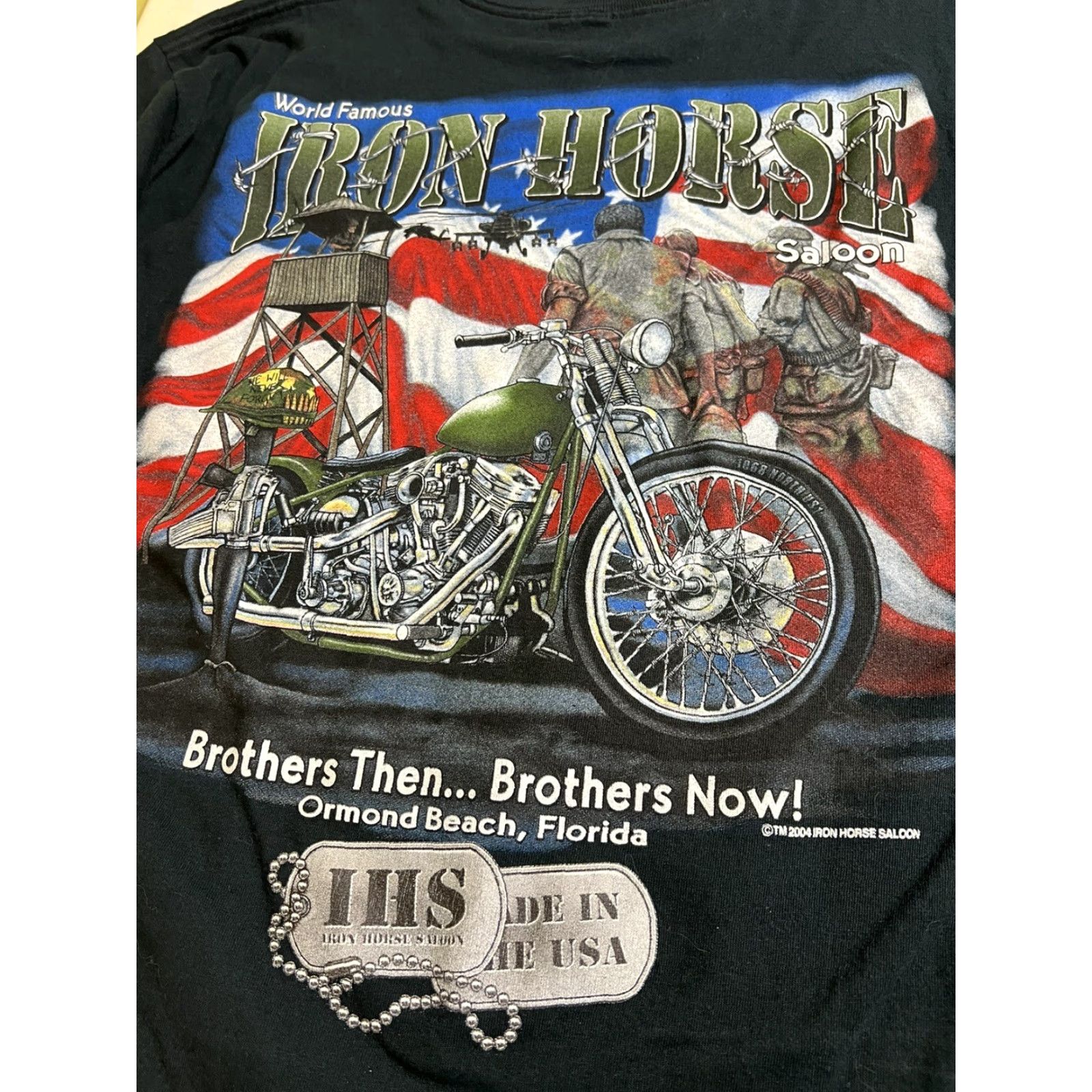Vintage VINTAGE VTG 2004 Iron Horse Saloon Bike Week Large Veteran Black Motorcycle T-Shirt Mens L Cotton Graphic Print Back Size US L / EU 52-54 / 3 - 5 Thumbnail
