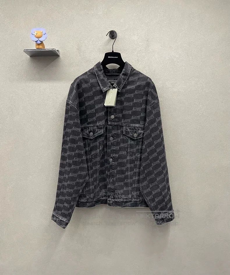 Balenciaga Balenciaga Double B Full Print Black Denim Jacket Size US S / EU 44-46 / 1 - 1 Thumbnail