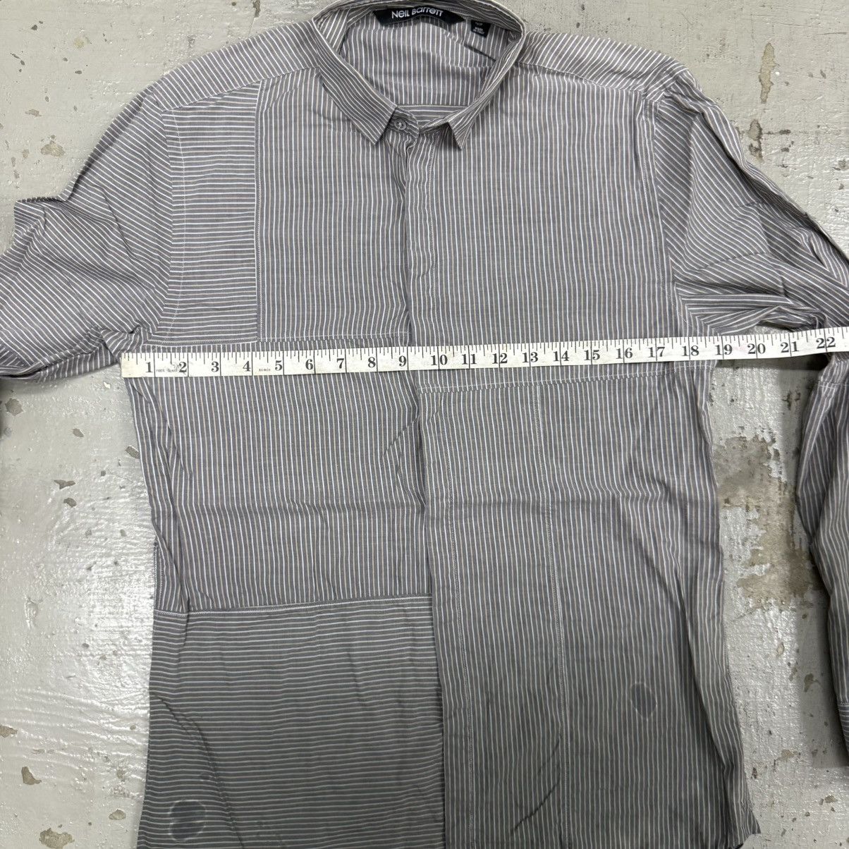 Neil Barrett Neil Barret Dipped Creased Stripe Popeline Shirts Size US XXS / EU 40 - 7 Thumbnail
