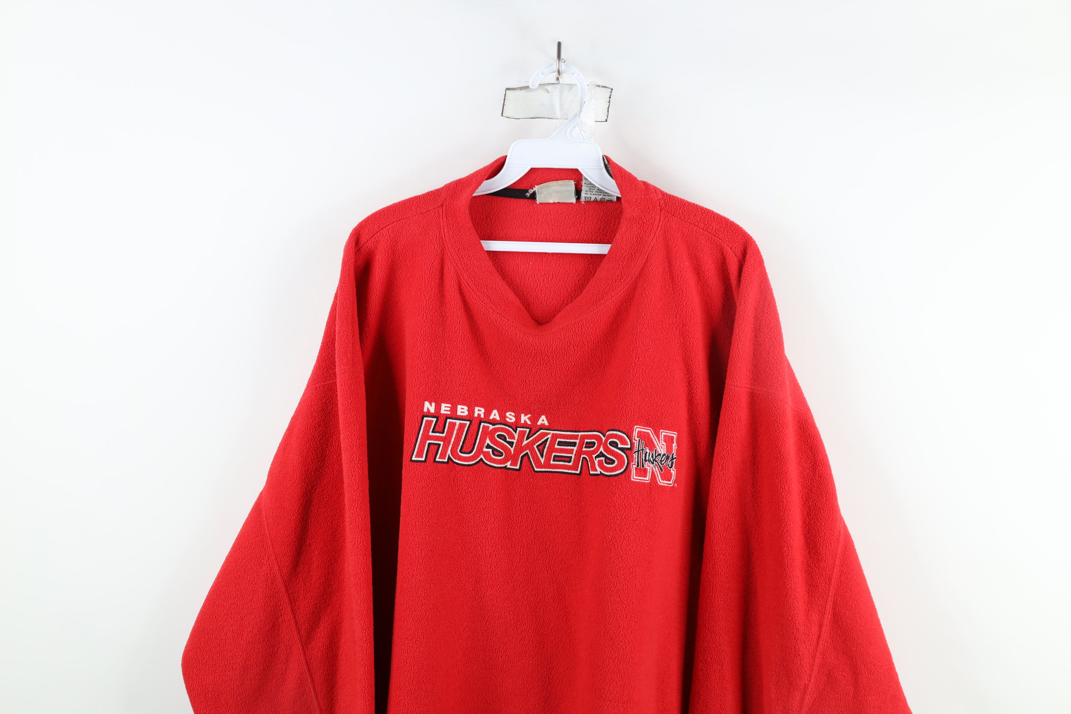 Vintage Vintage 90s University of Nebraska Fleece Sweatshirt Red Size US XXL / EU 58 / 5 - 2 Thumbnail