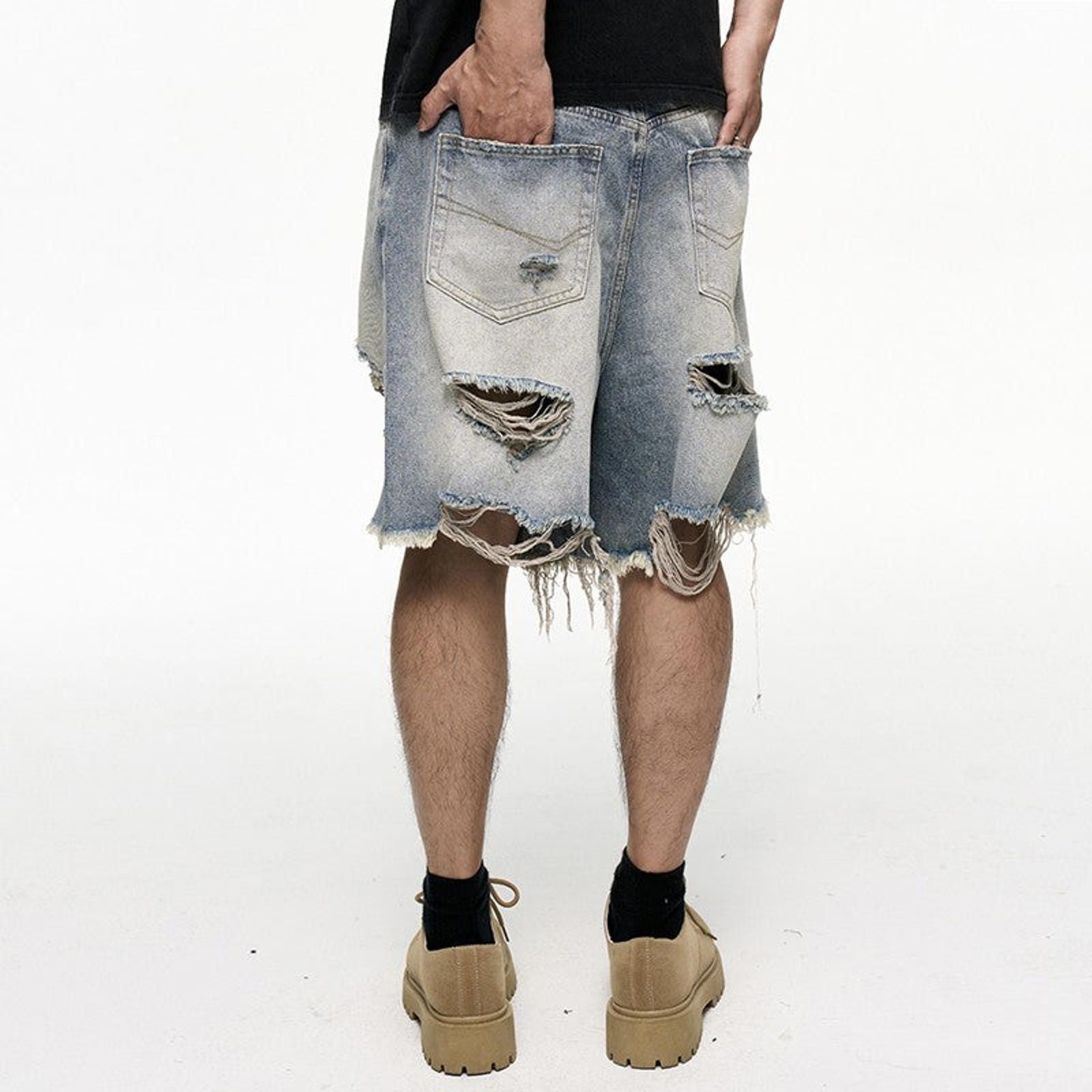 Vintage Distressed Denim Shorts, Ripped Jorts Size US 32 / EU 48 - 5 Thumbnail