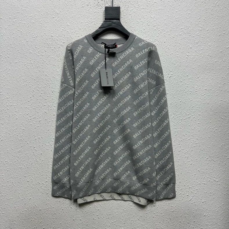 Balenciaga Logo Print Wool Knit Sweater