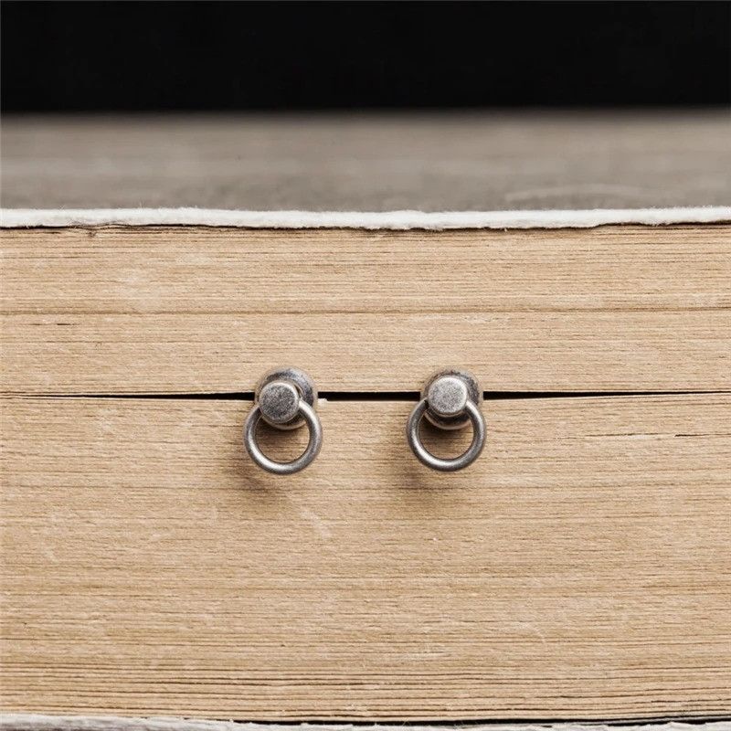 Jewelry Knocker Pull Ring Stud Earrings 925 Sterling Ear Studs Charm Size ONE SIZE - 1 Thumbnail
