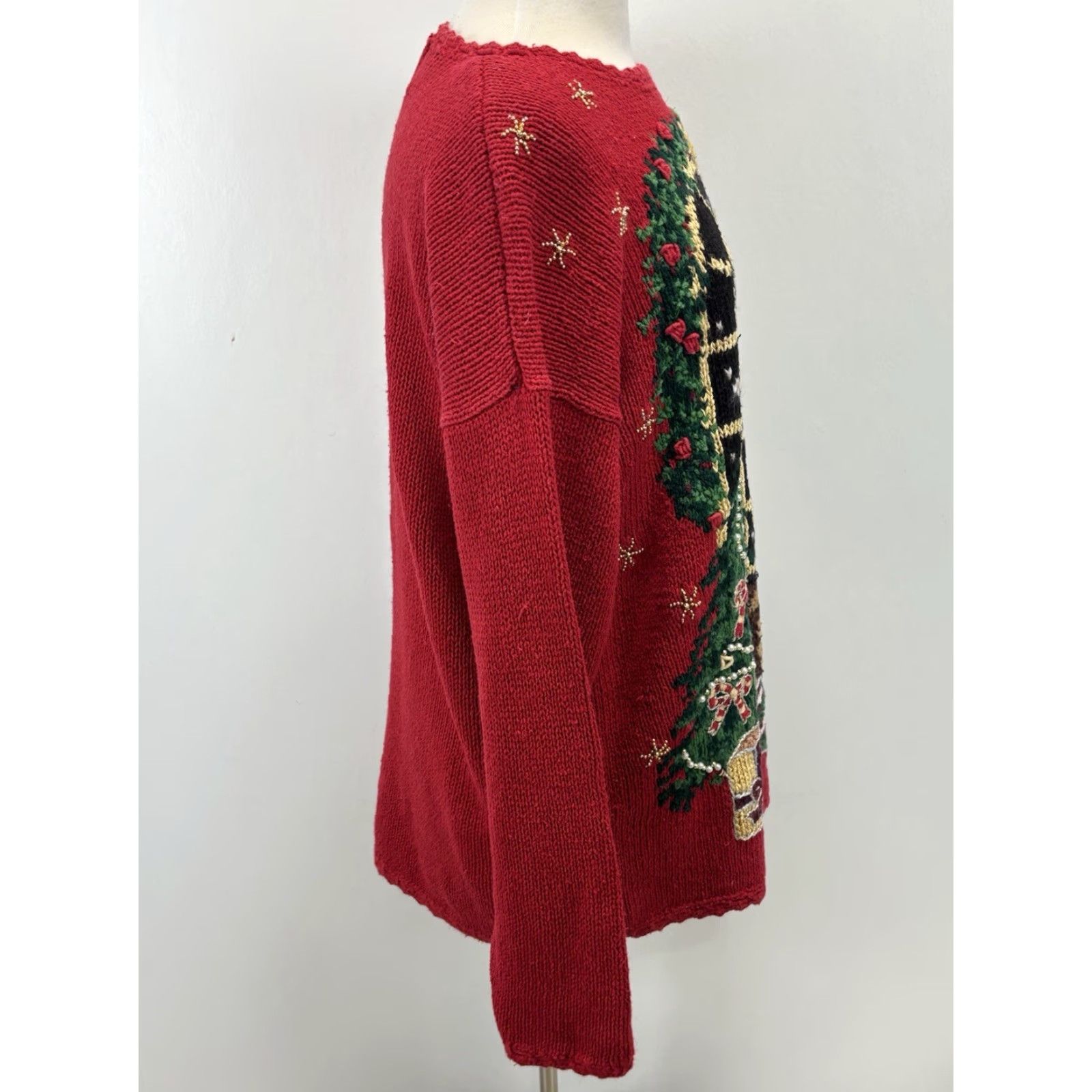 Vintage Vintage Tiara International Christmas Sweater Large Women’s Red Teddy Bear Beaded Size L / US 10 / IT 46 - 4 Thumbnail