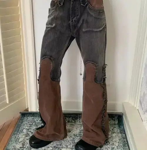 American Retro Patchwork Corduroy Jeans