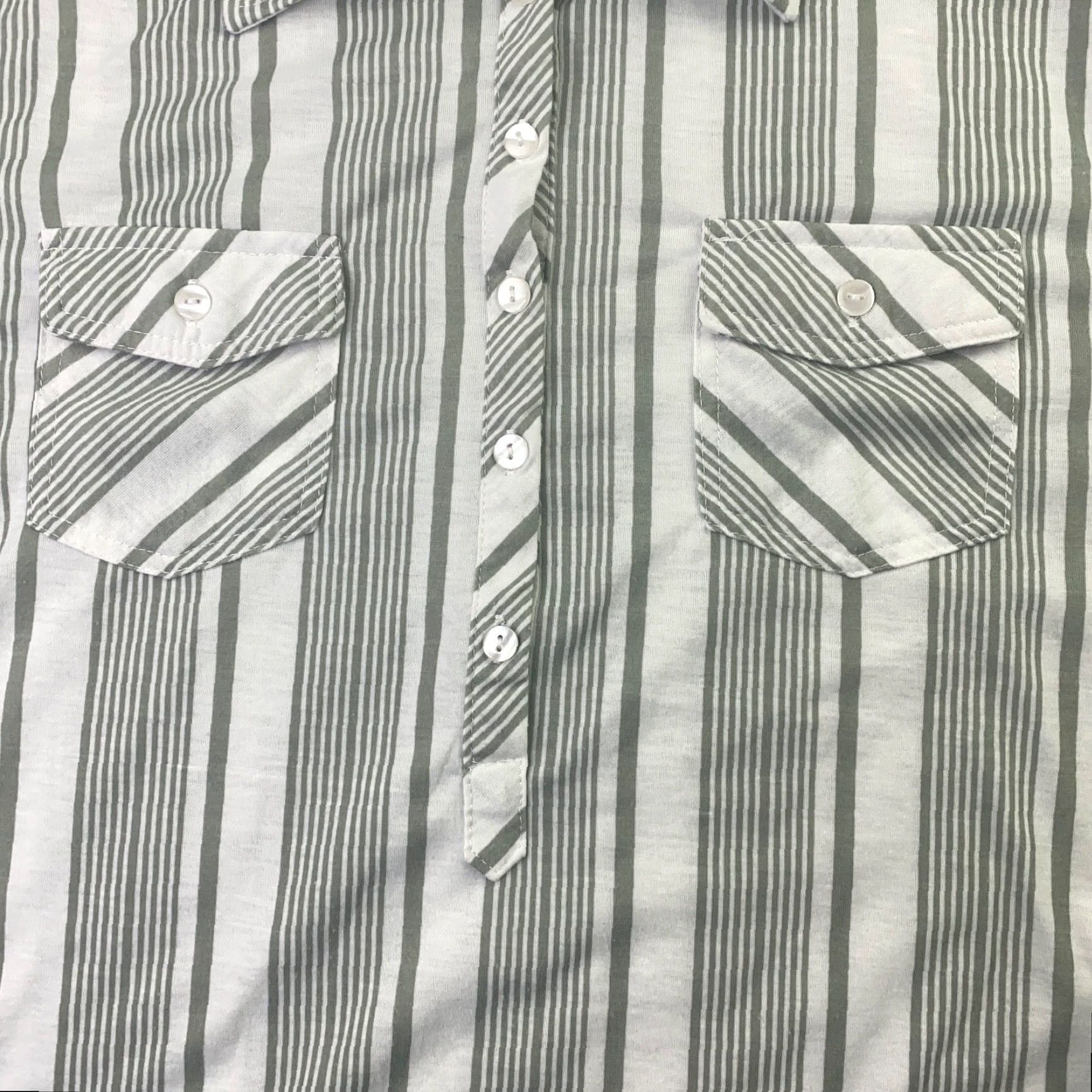 Vintage Love Potion Shirt Women's Tunic XL Gray Striped Long Sleeve Polo Pocket Button Collared Classic/Fitted Sleeve Size XL / US 12-14 / IT 48-50 - 5 Thumbnail