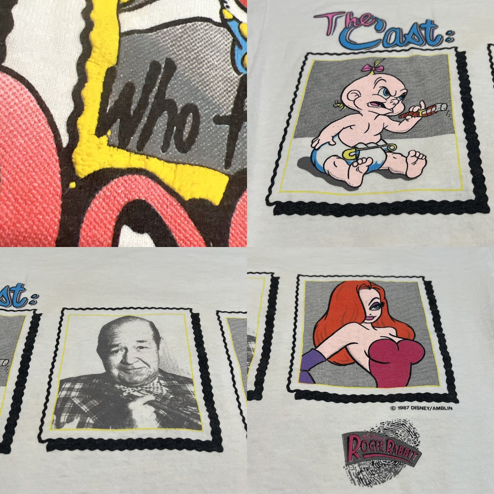Vintage VINTAGE Who Framed Roger Rabbit The Cast Single Stitch Shirt Large Disney Puffy Paint Graphic Tee 1980s Cotton White Short Sleeve 100% Cotton Mens Size US L / EU 52-54 / 3 - 8 Thumbnail