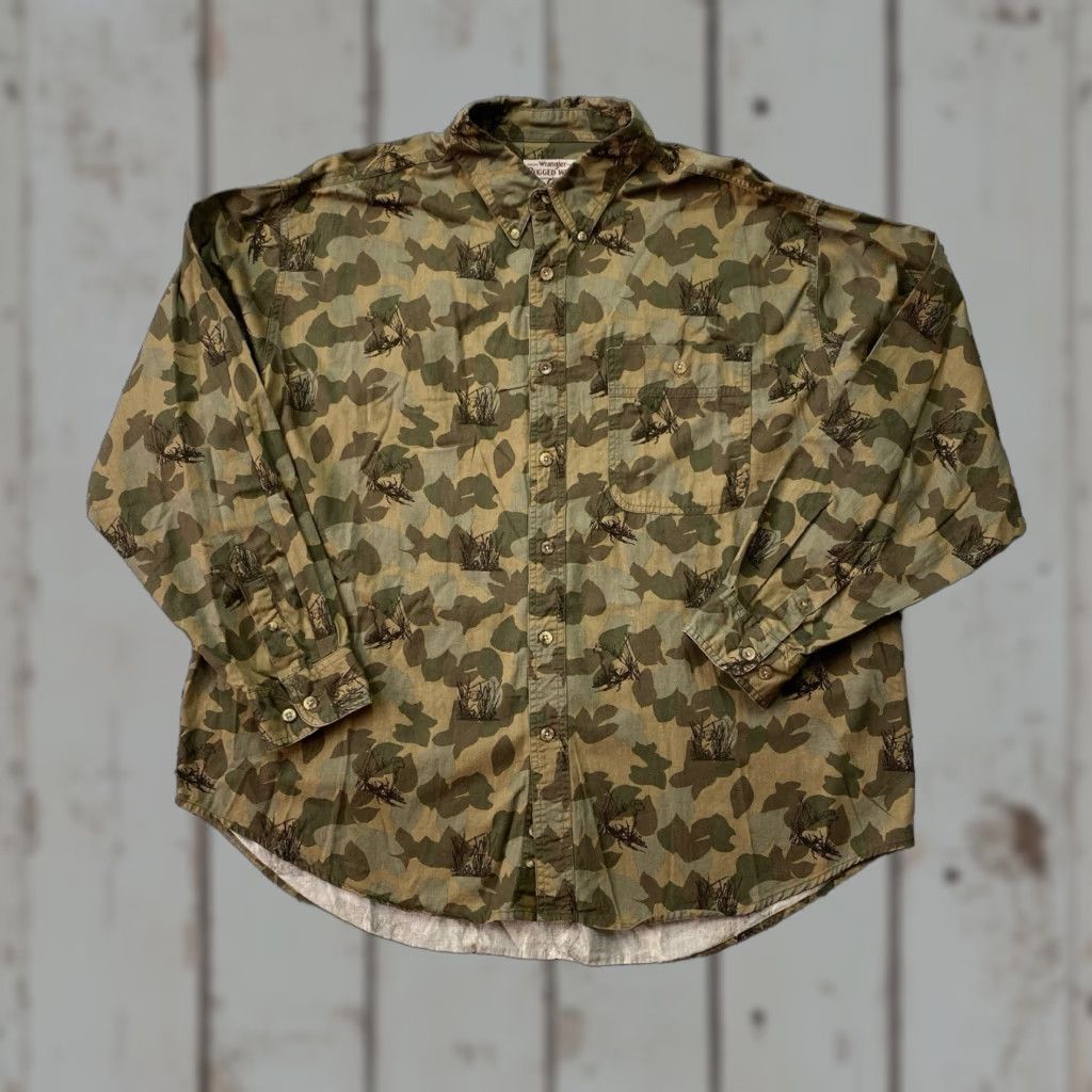 Wrangler Wrangler Rugged Wear Camo Long Sleeve Button Up Shirt XXL Multicolor 90s Outdoor Hunting Dog Retriever Mens Shirt Size US XXL / EU 58 / 5 - 1 Thumbnail