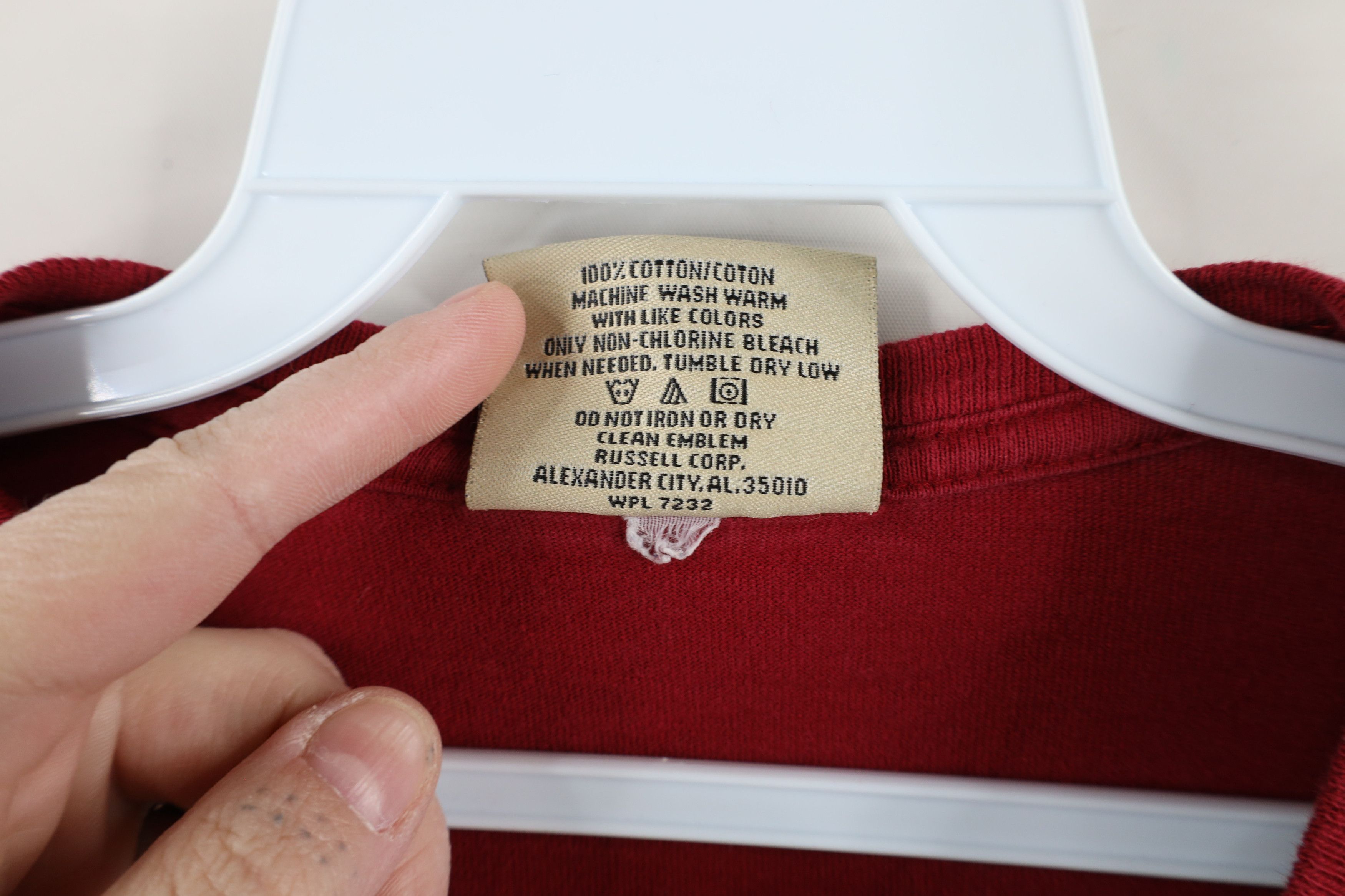 Russell Athletic × Vintage Vintage 90s Russell Athletic Long Sleeve T-Shirt Red Cotton Size US L / EU 52-54 / 3 - 7 Thumbnail