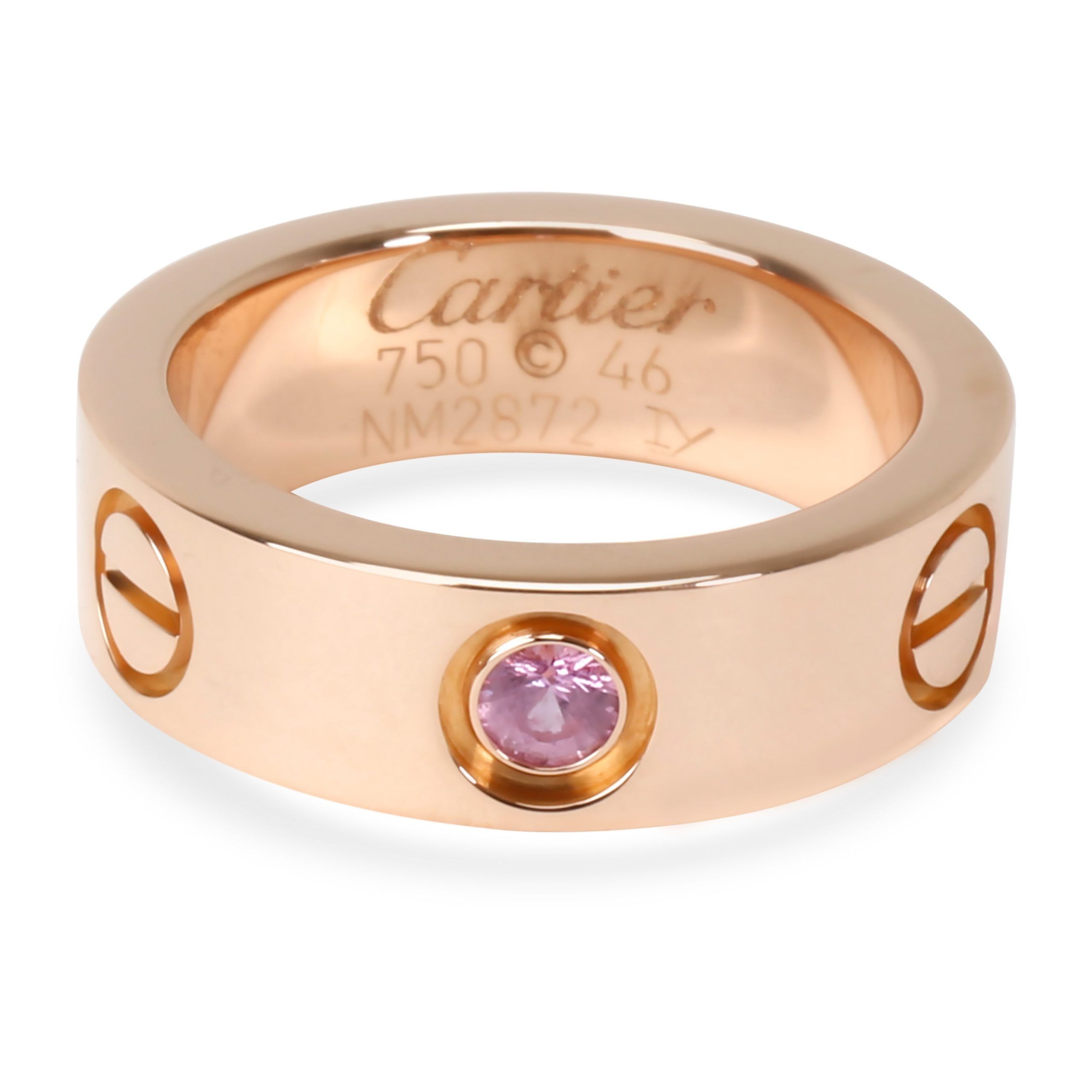 image of Cartier Pink Sapphire Love Ring In 18K Rose Gold (Size 46), Women's